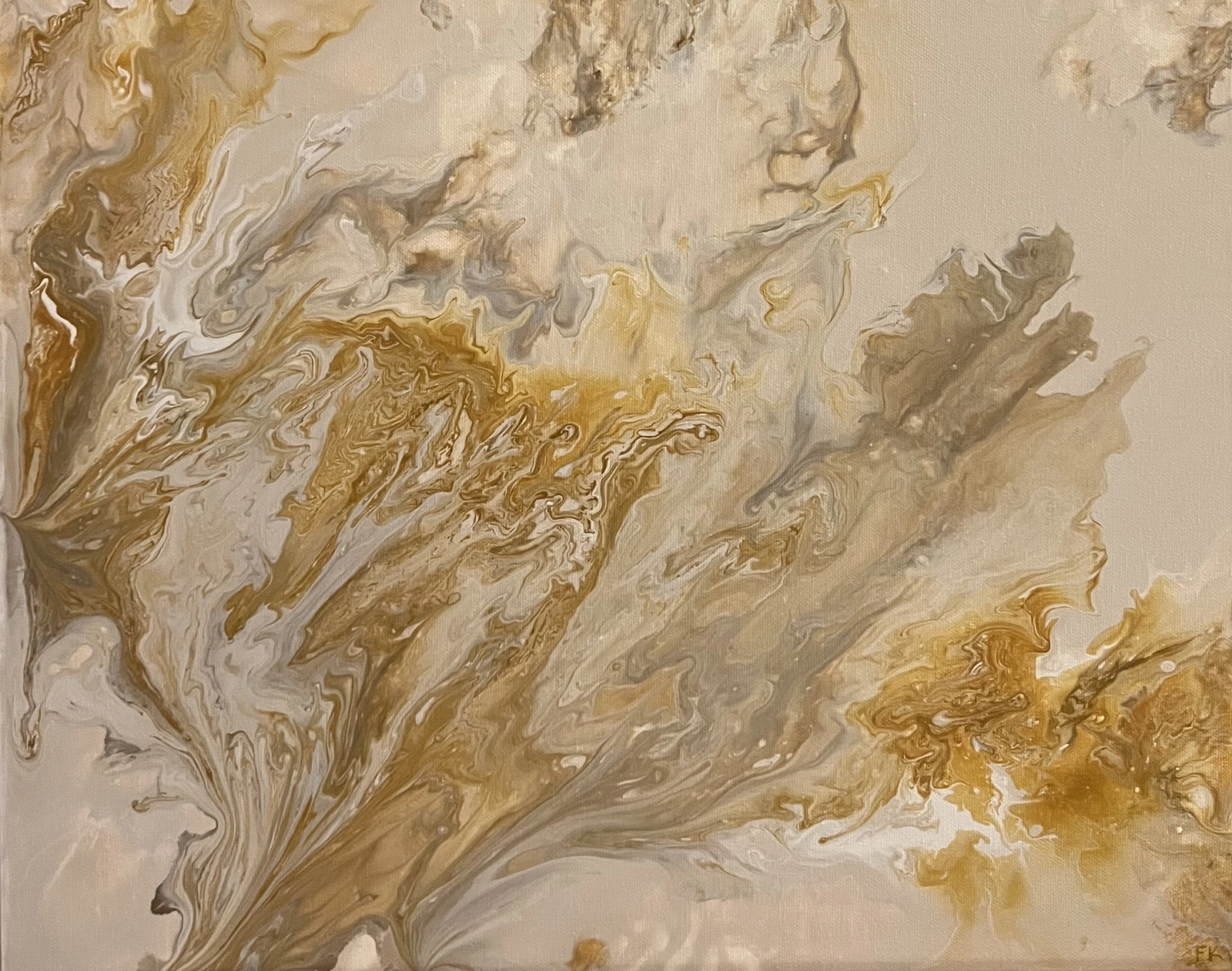 Akrylmålning Golden Motion av Fatima Khaled