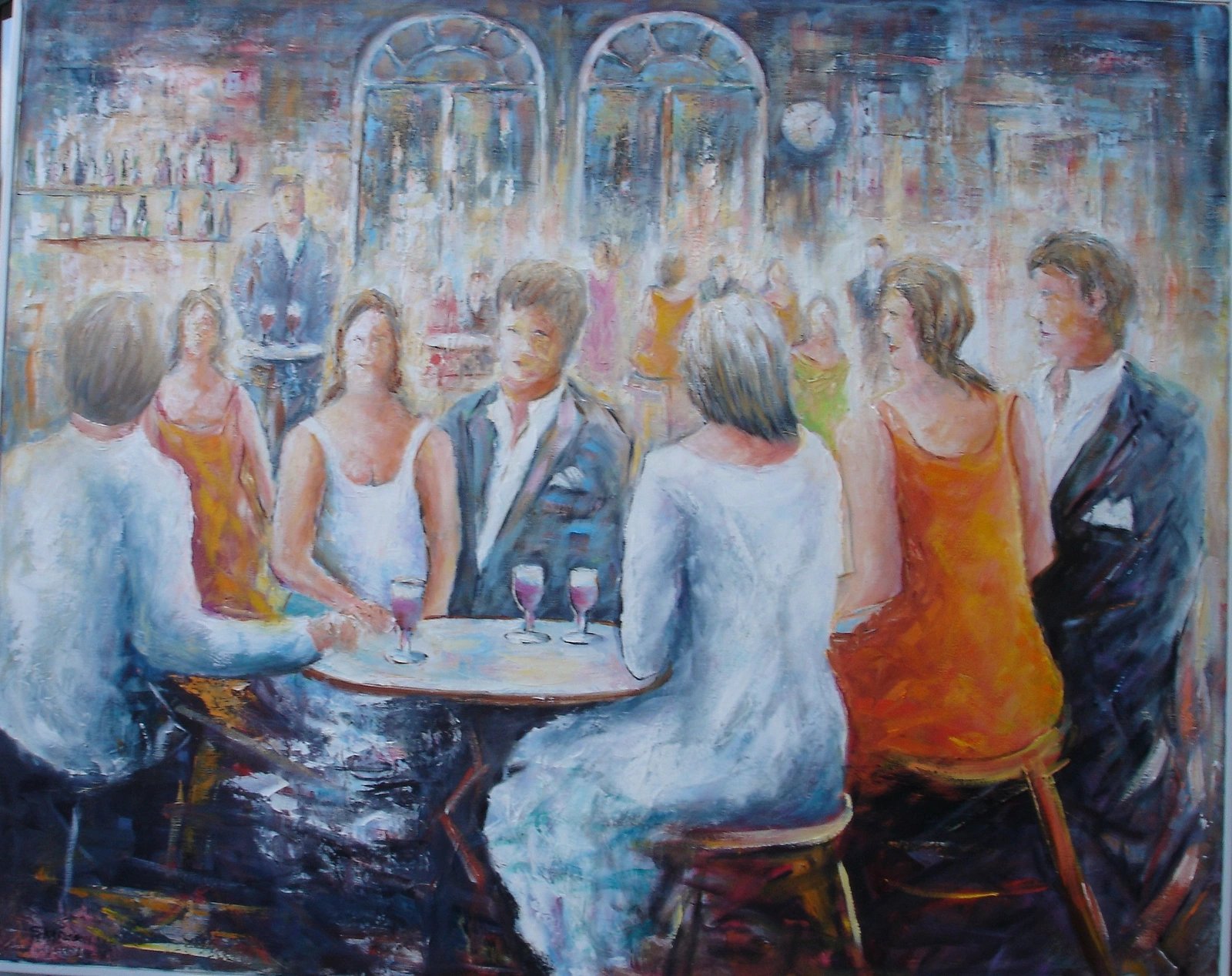 Oljemålning Ett glas rött av Stig Karlsson