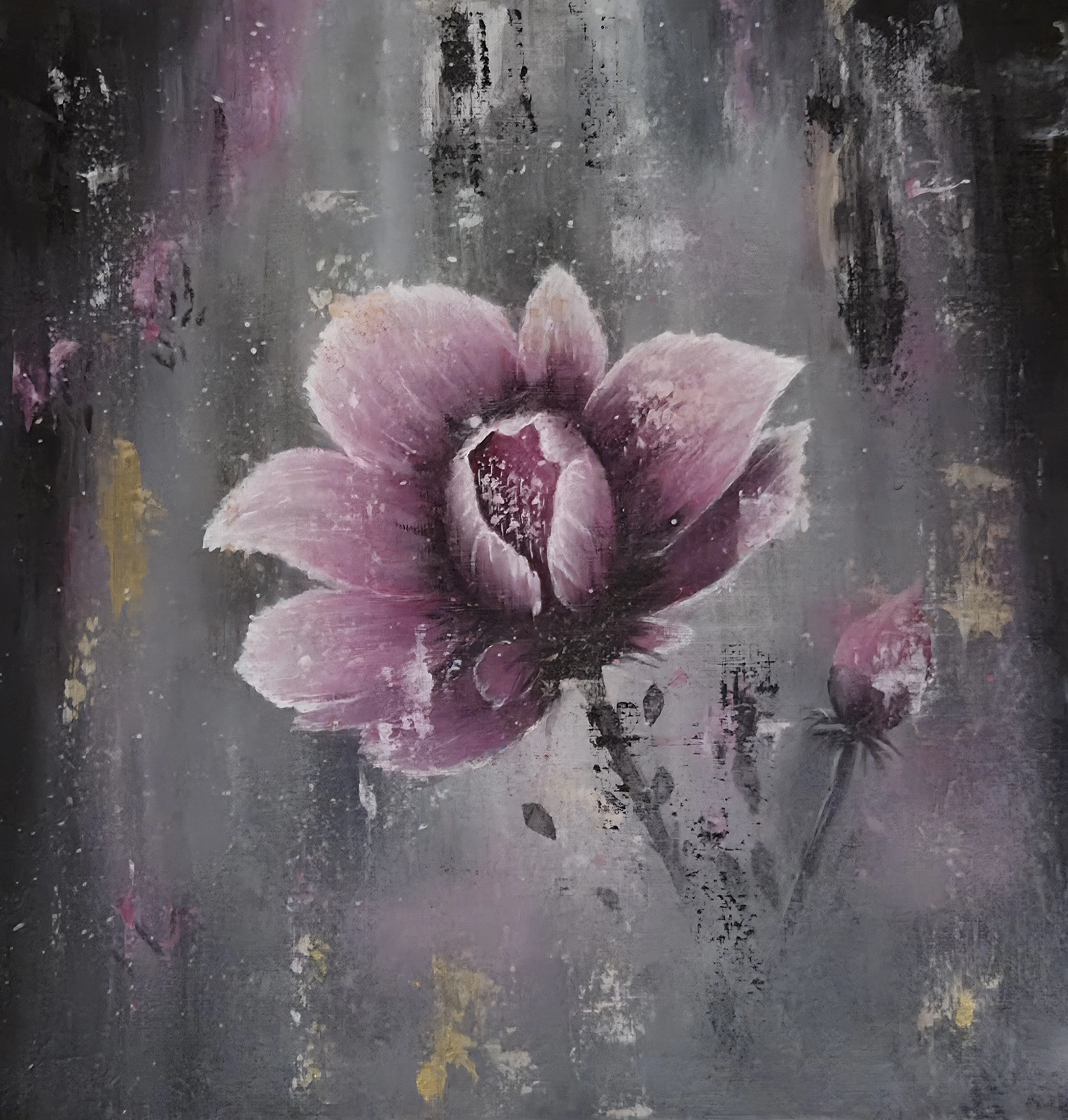 Akrylmålning Still She Blooms av Pia K. Egeriis
