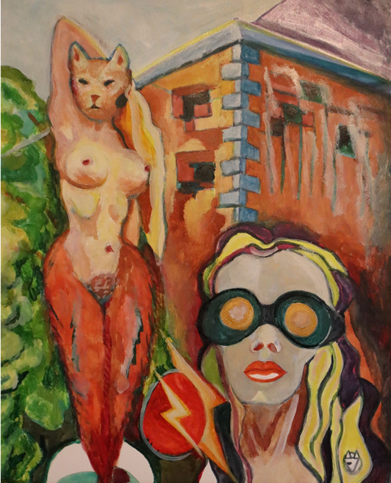 180 ) Artemis and Bastet in Arcadia av Victor Finnigan