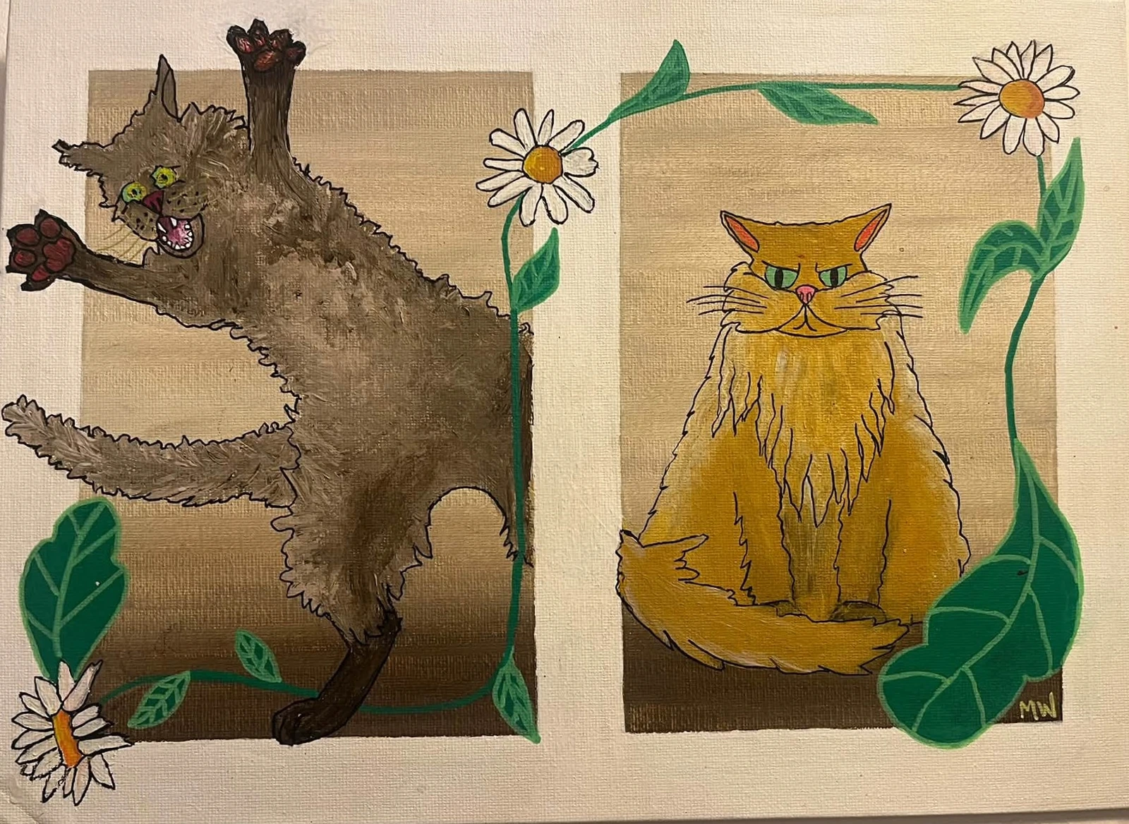 Akrylmålning Kattporträtt av Magdalena Wiklund