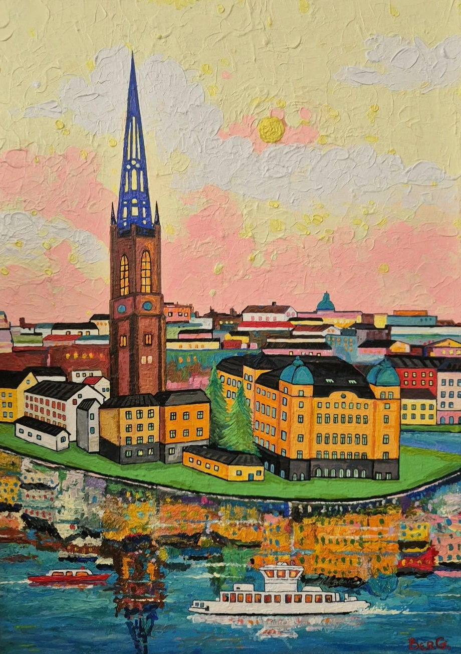 Akrylmålning Stockholm av Sinan Berg