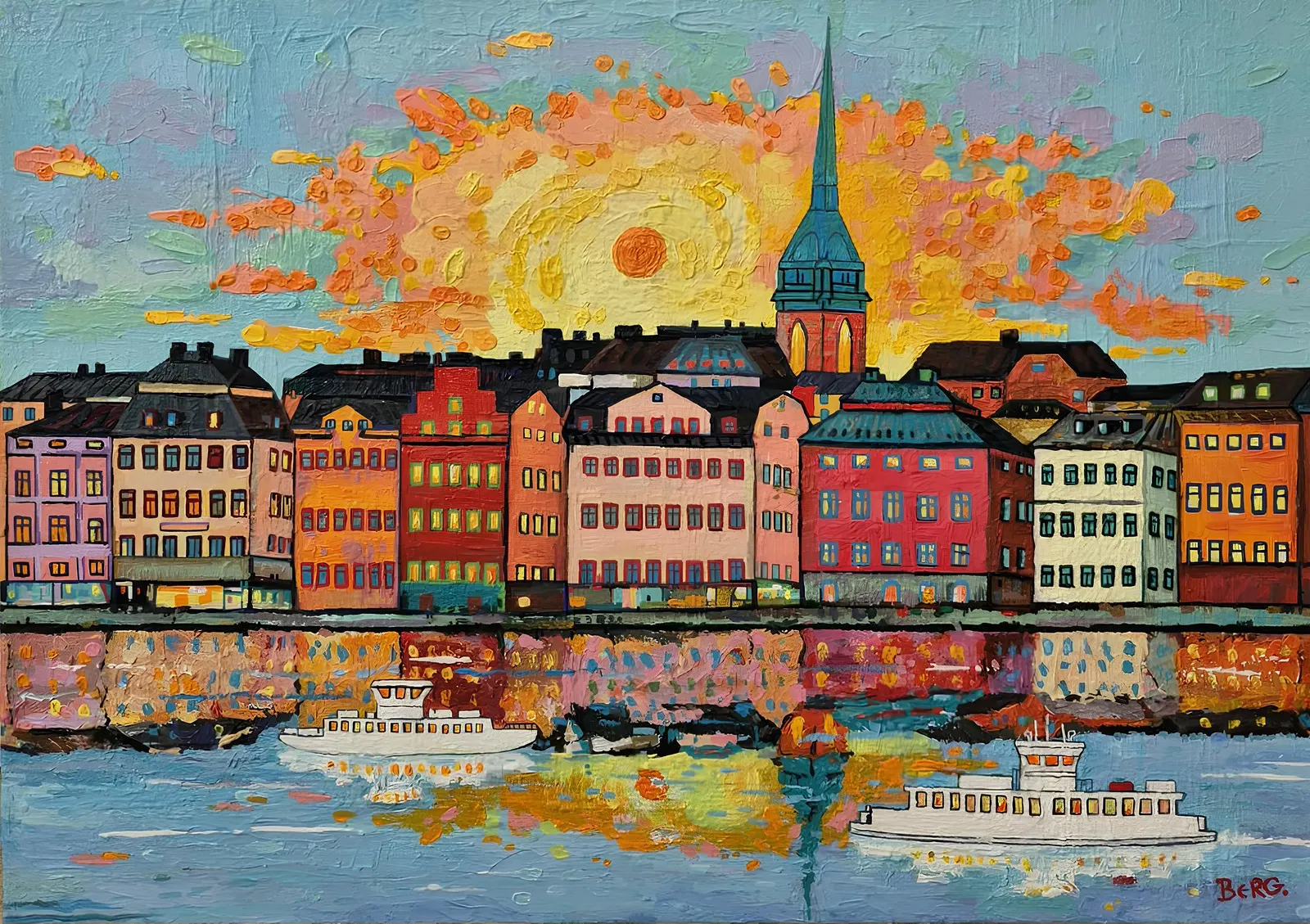 Akrylmålning Stockholm av Sinan Berg