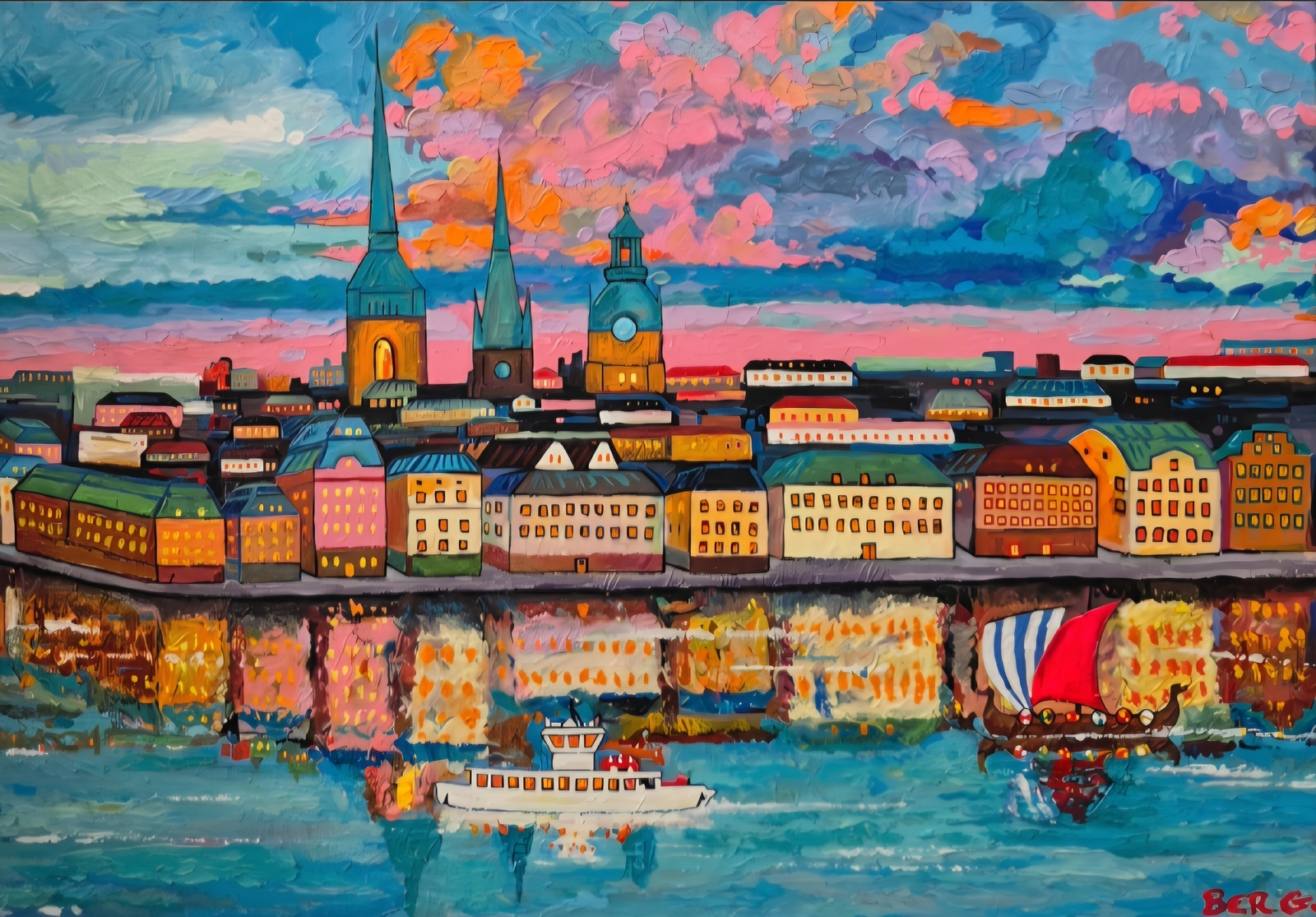Akrylmålning Stockholm av Sinan Berg