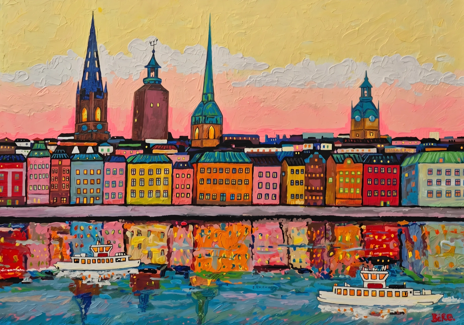 Akrylmålning Stockholm av Sinan Berg