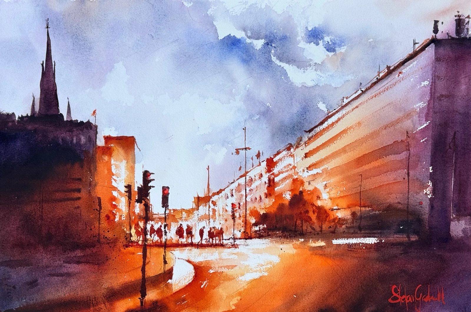 Akvarell Klarabergsgatan av Stefan Gadnell