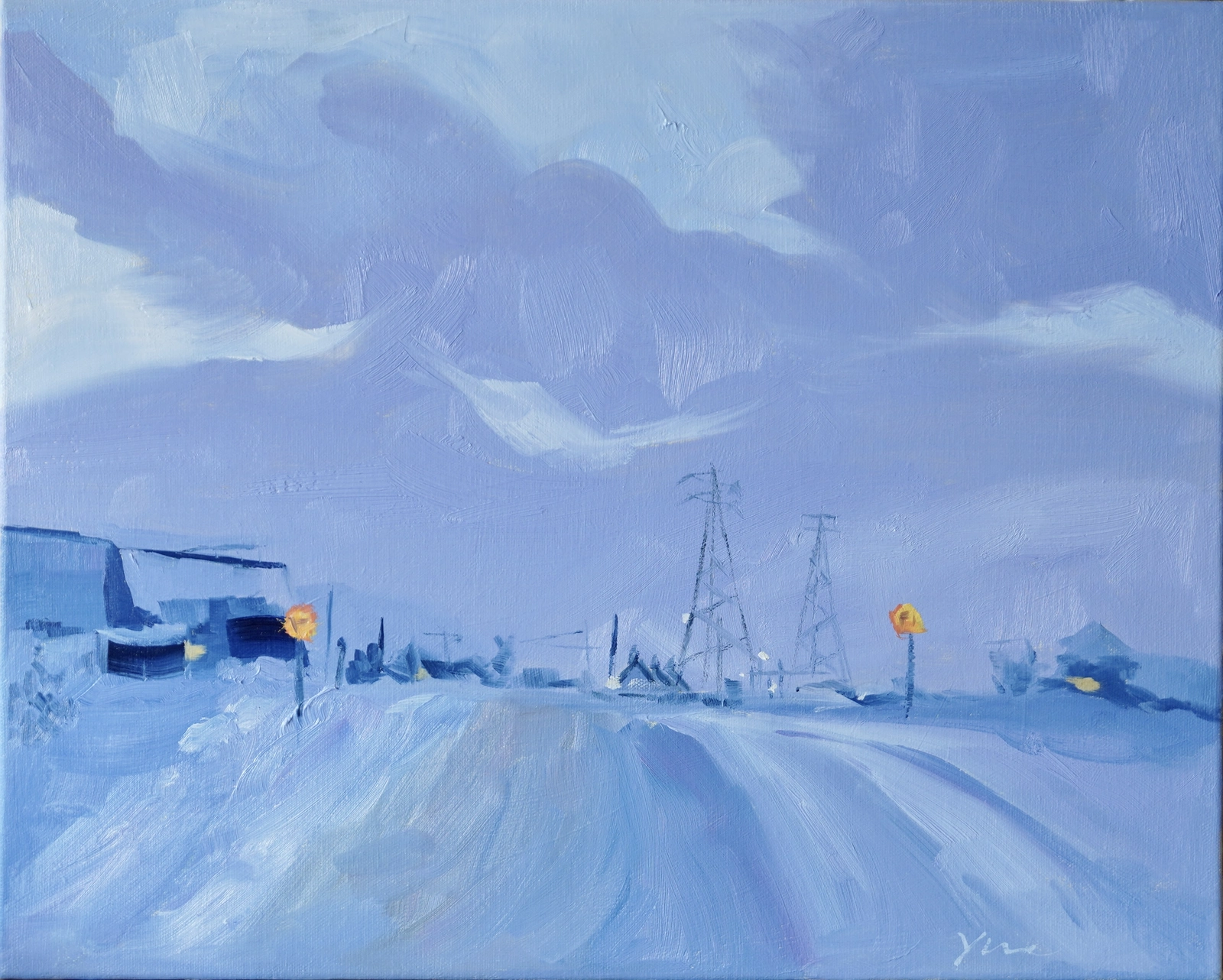 Oljemålning Lavender snow av Yue