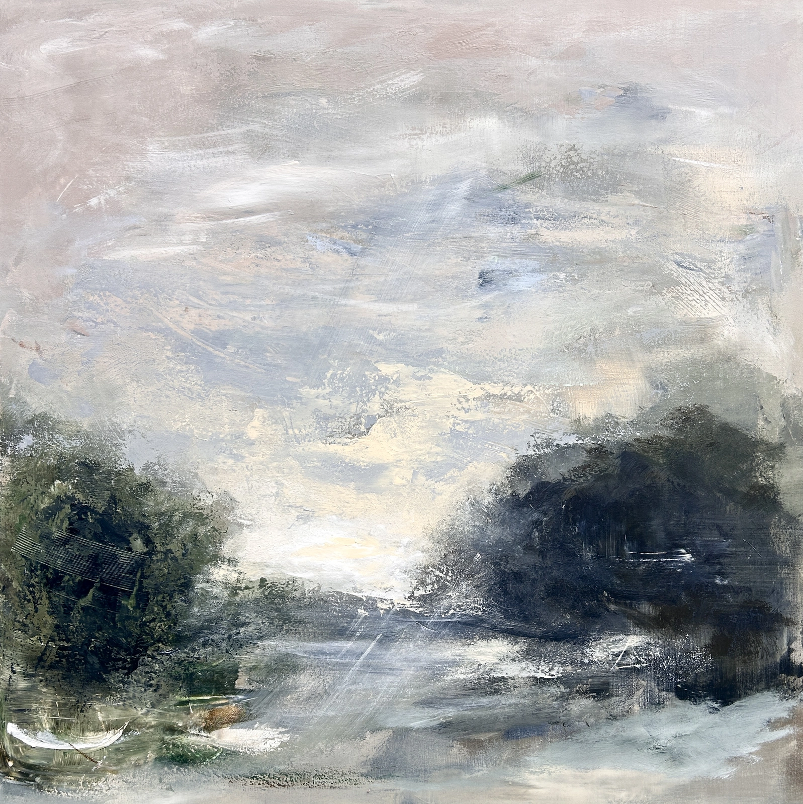 Akrylmålning Skogsbryn & vattendrag av Ulrica Halling Olsson_art Stockholm