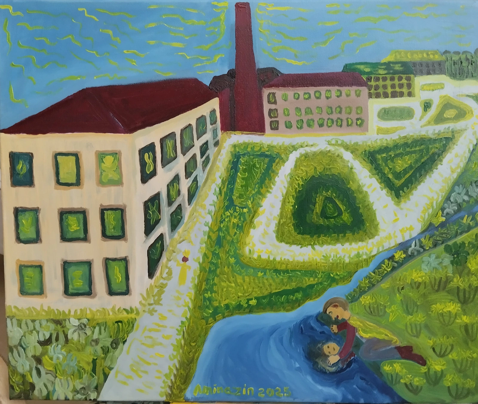 Oljemålning En narciss vid vatten av Aminazin Van-Gogin