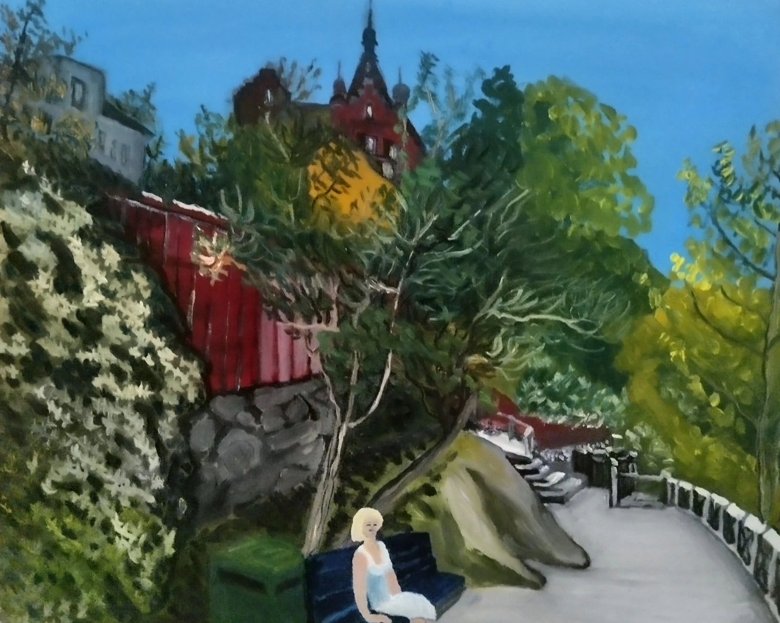 Oljemålning Marilyn Monroe i parken på Södermalm av Aminazin Van-Gogin