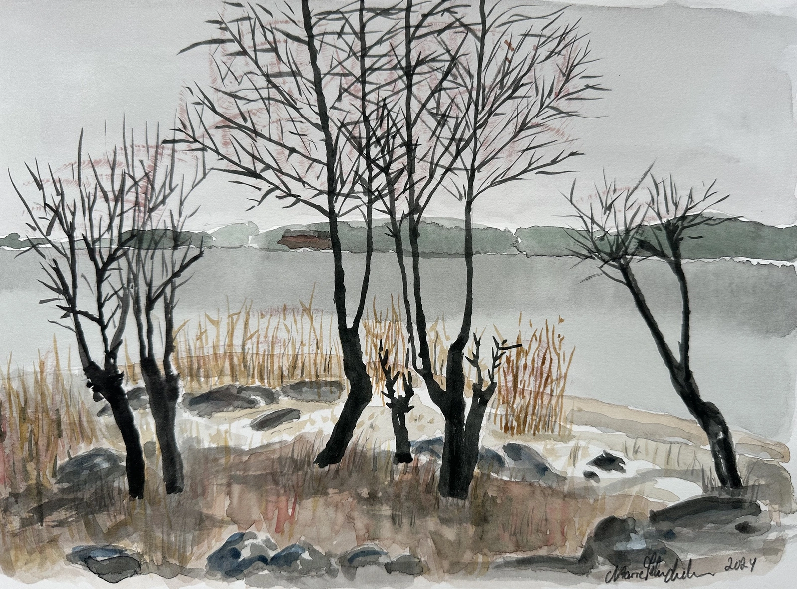 Akvarell Lilla Sundet av Marie-Helén Andersson