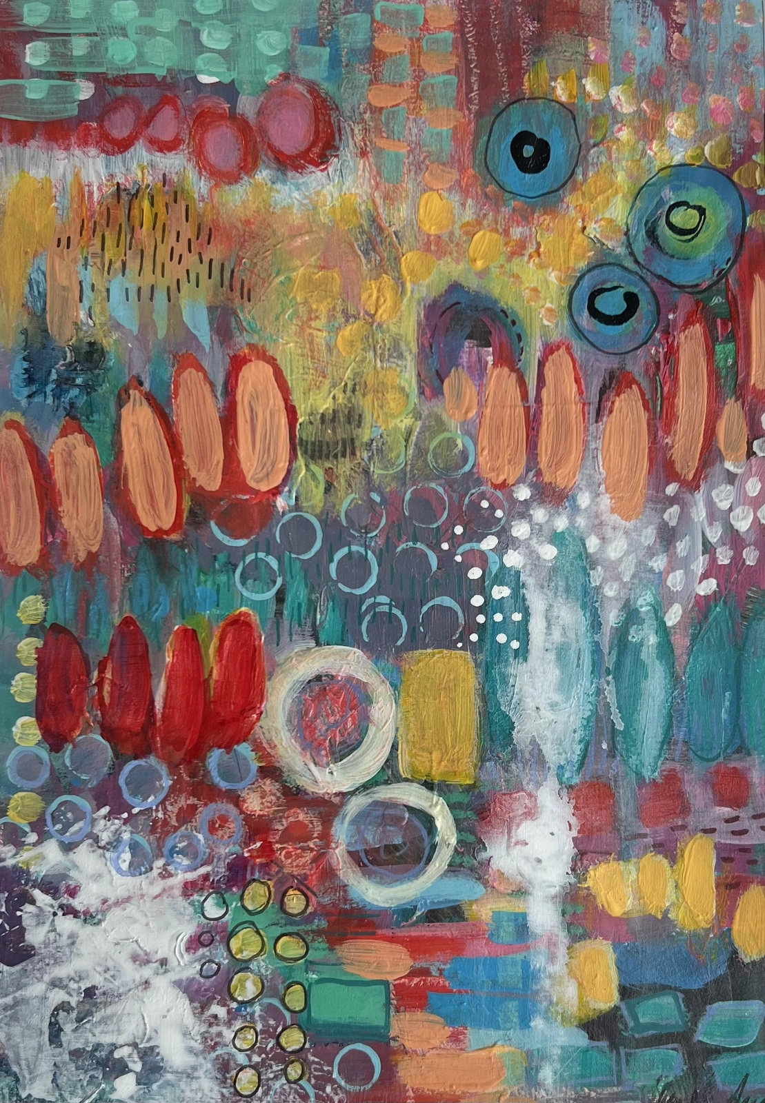 Akrylmålning Fields of flowers av Anne-lee Andersson