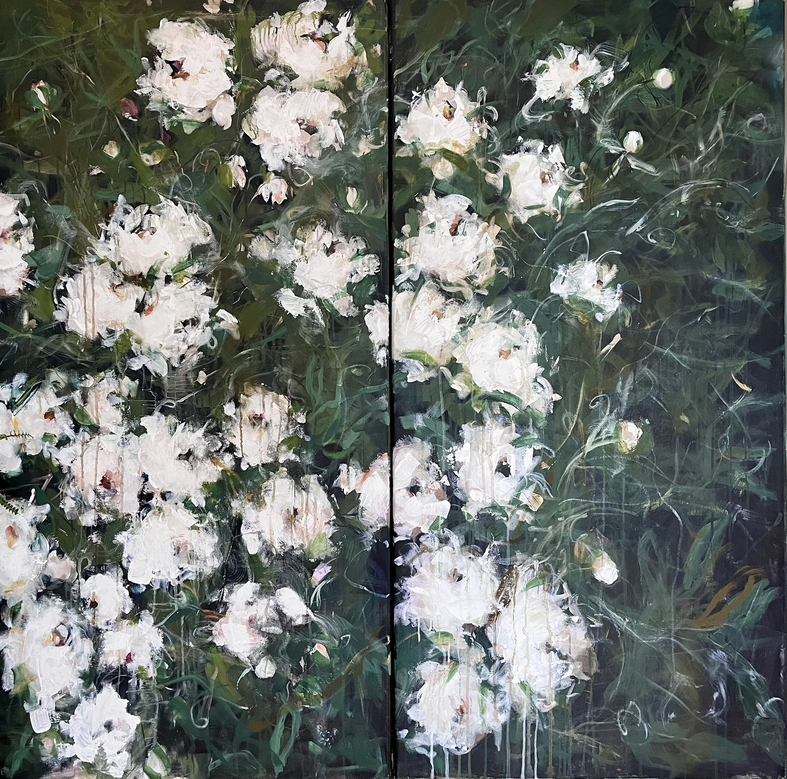 Akrylmålning Vita blommor av Ilona SWAT