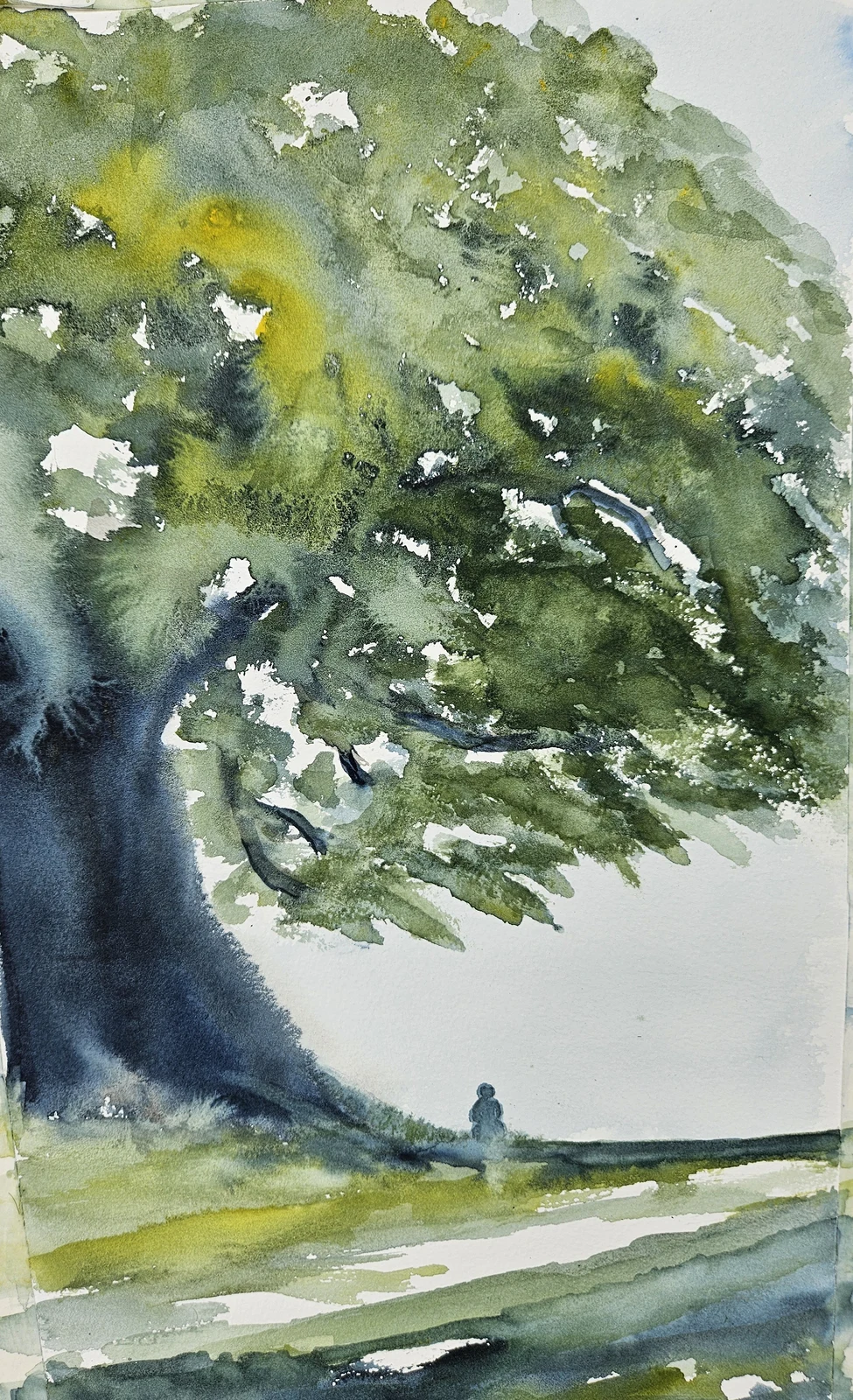 Akvarell Under trädet/Under the tree av Sonja Svensson