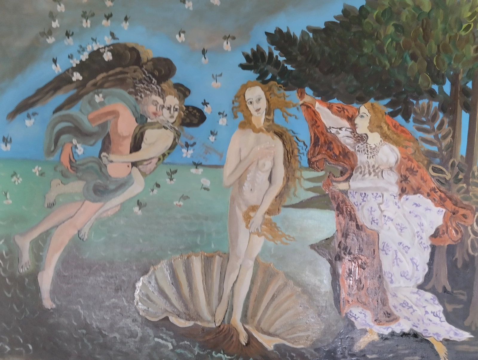 Oljemålning En kopia av Sandro Botticelli:" Venus födelse" av Aminazin Van-Gogin