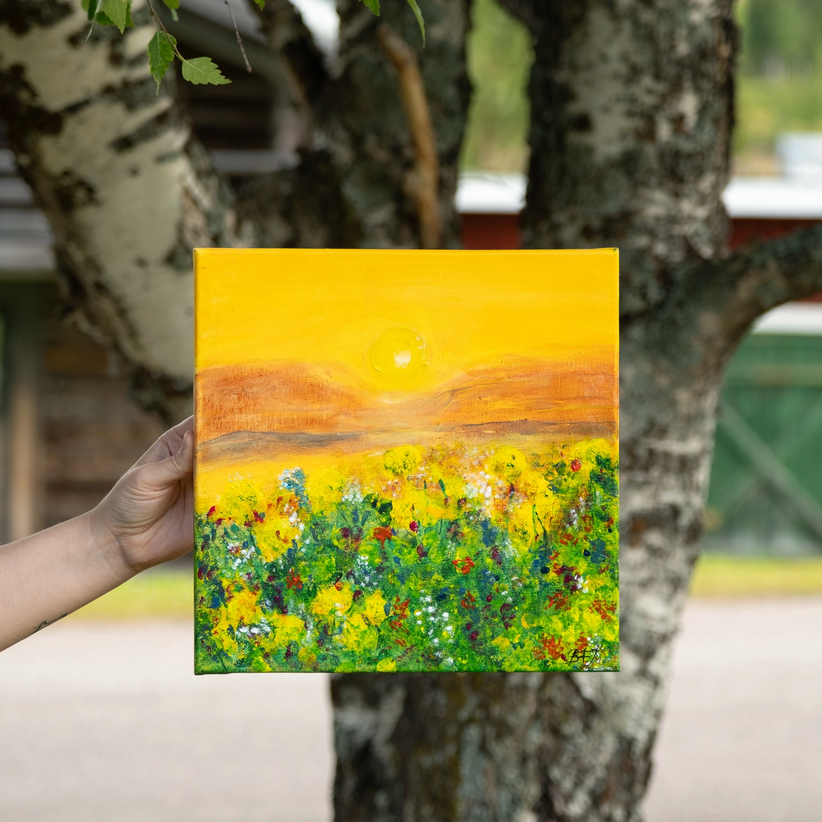 Akrylmålning Midnattssol Midnightsun av Britta Johansson