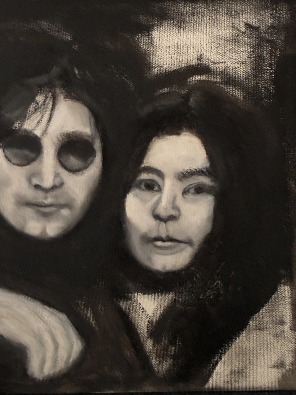 Oljemålning Älskade paret John Lennon och Oko Ono av Elise Vakepea