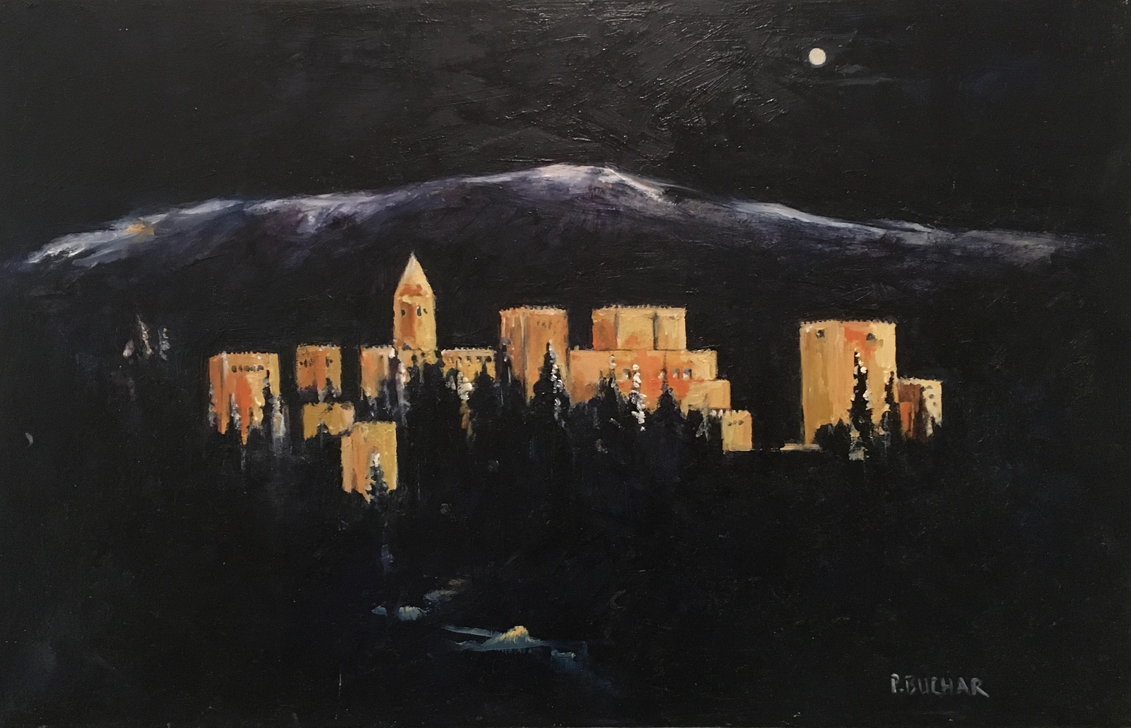 Oljemålning "Alhambra" av Peter Buchar