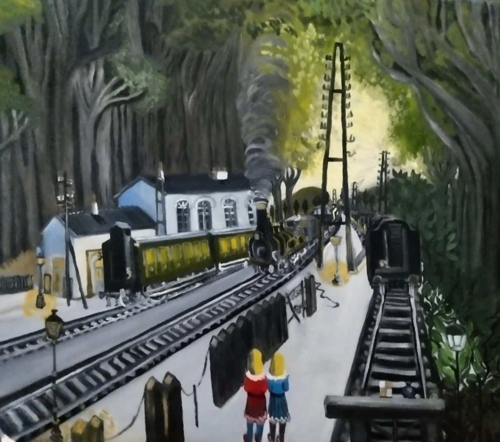 Oljemålning En kopia av Paul Delvaux av Aminazin Van-Gogin