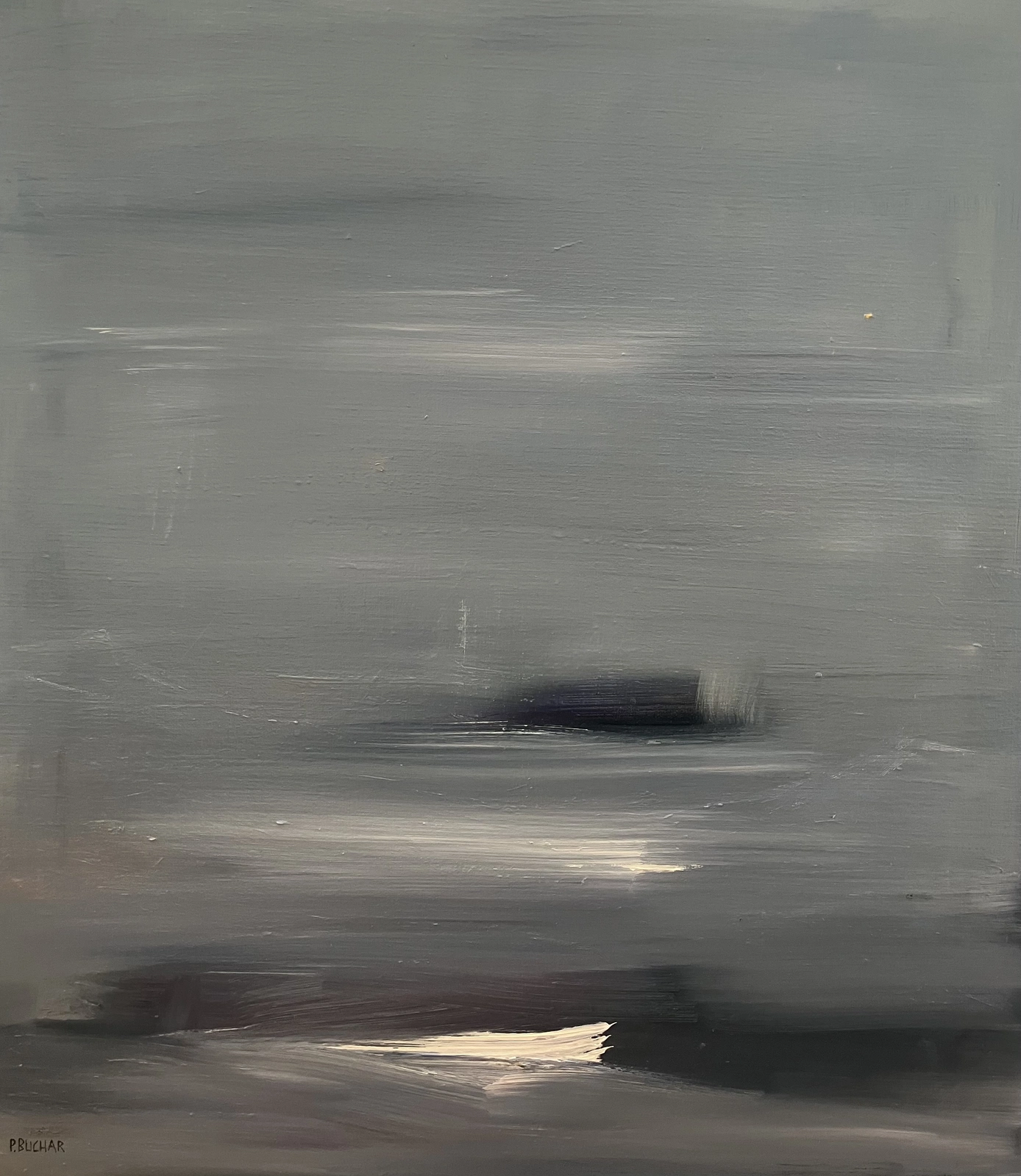 Oljemålning ”still waiting” av Peter Buchar