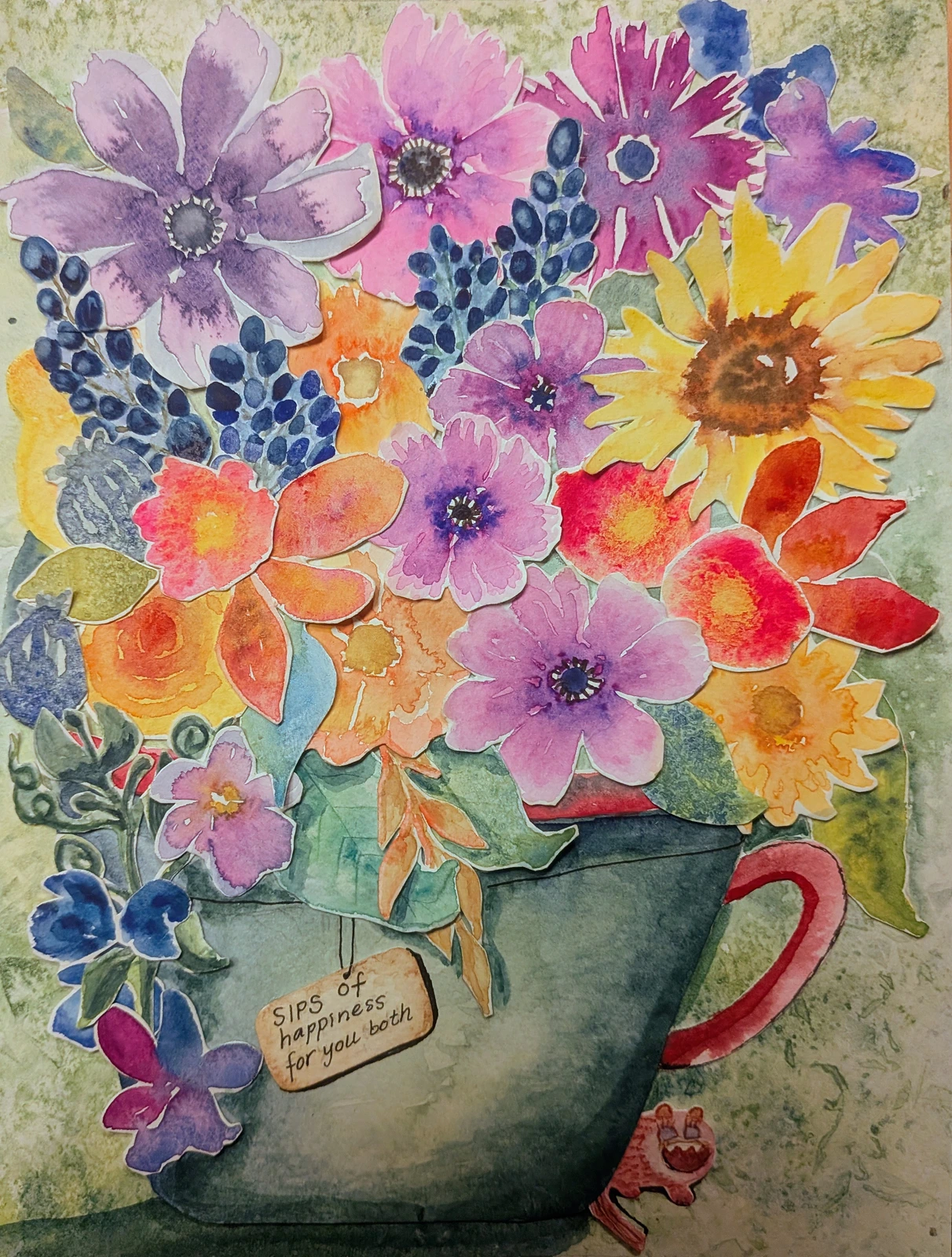 Akvarell Sips of happiness for you both av Veronica Kjaernes