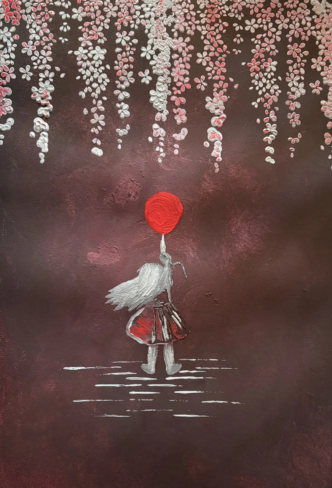 Akrylmålning Balkongflicka under blomsterhavet av Ann-Christin (Acmpainting) Martinsson