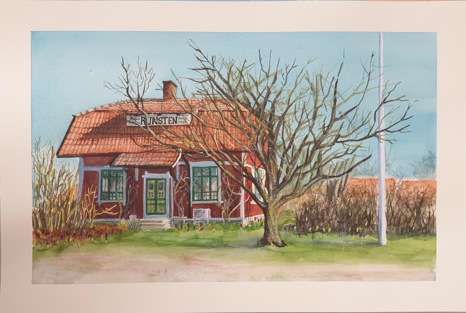 Akvarell Nr 20 - Stationshuset i Runsten av Angelika Ann Kammerer