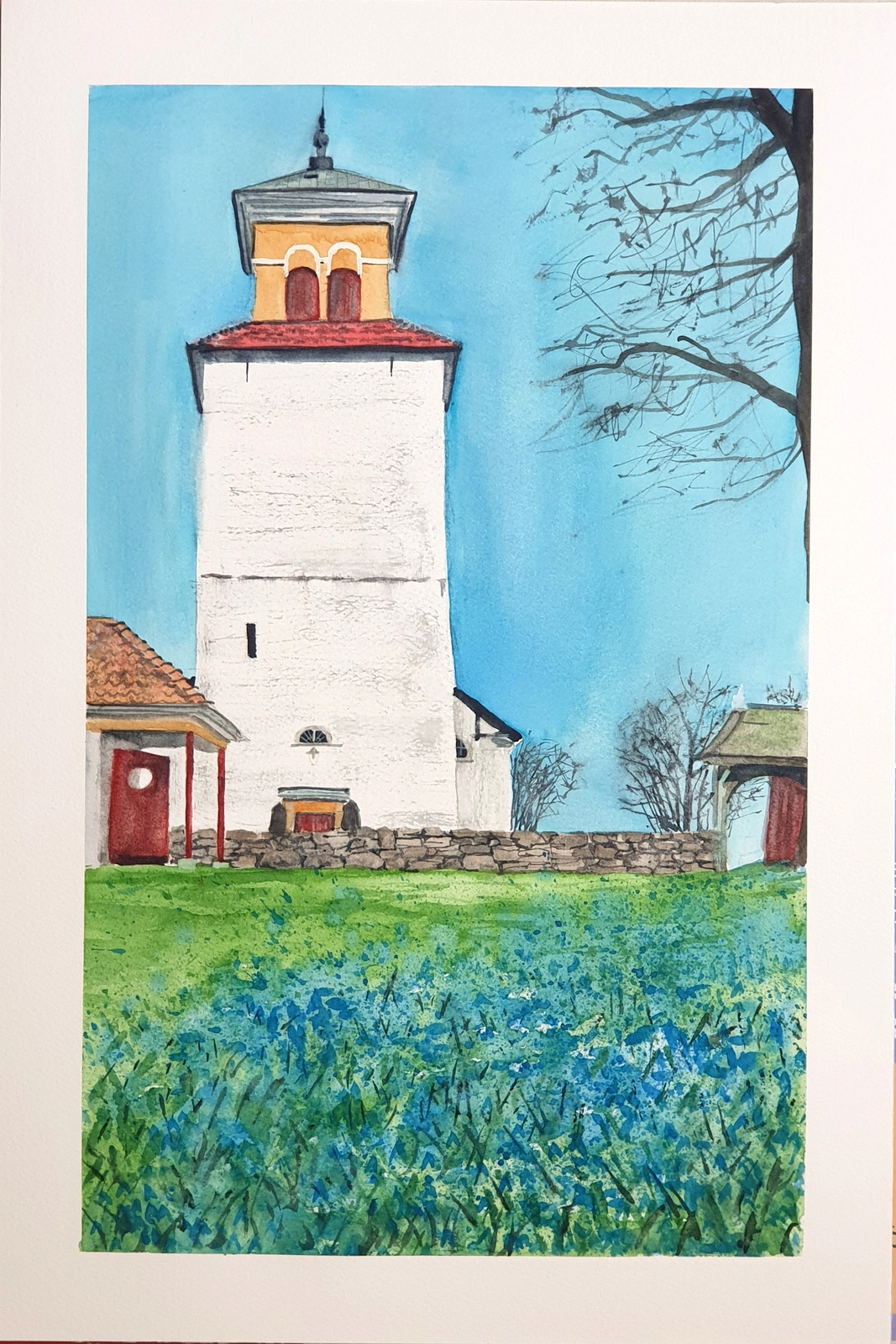Akvarell Nr 24 - Kyrkan i Löt av Angelika Ann Kammerer