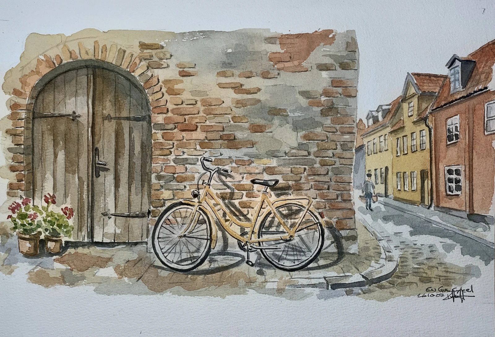 Akvarell En gul cykel av Pär Håkan Henriksson