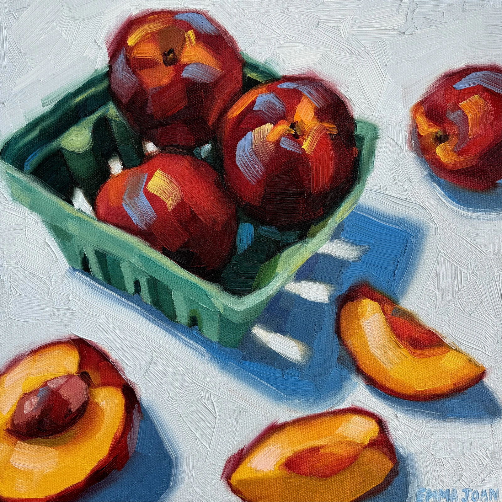 Oljemålning Farmers Market Peaches av Emma Joan