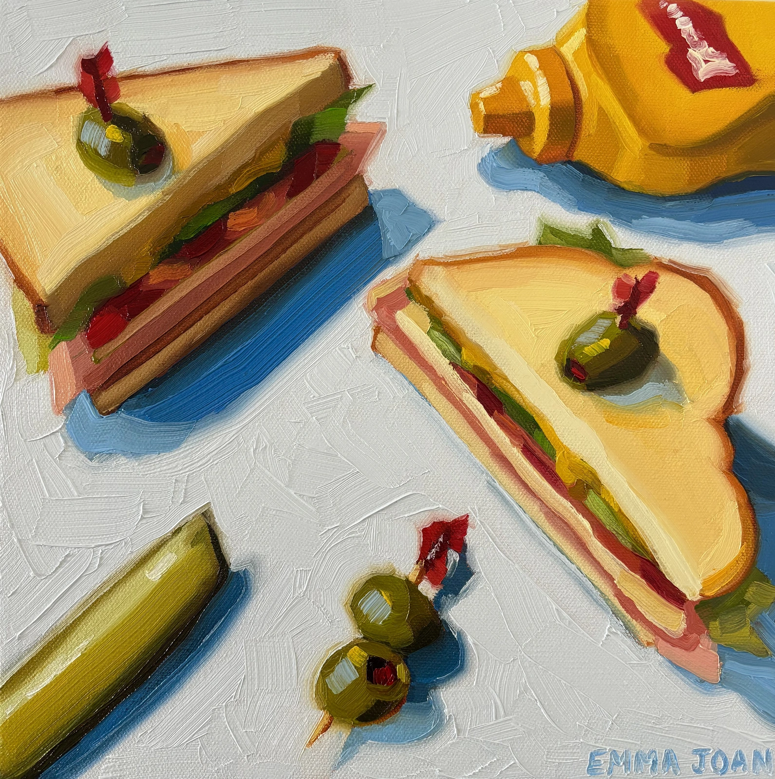 Oljemålning Deli Sandwich av Emma Joan
