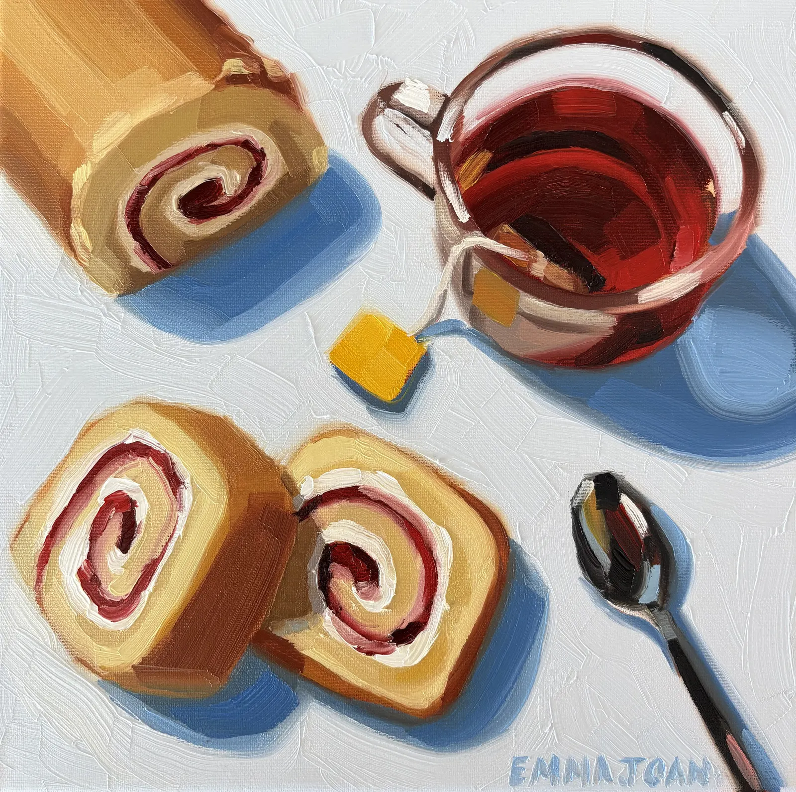 Oljemålning Fika Time av Emma Joan