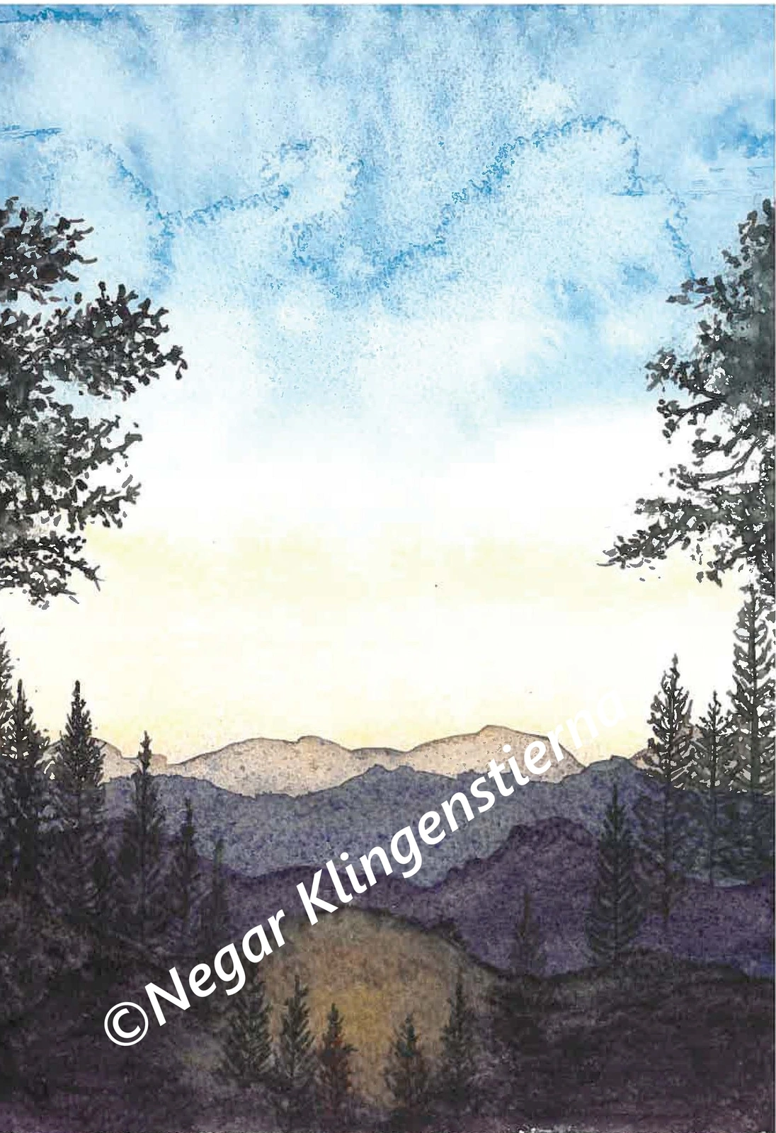 Akvarell Höstlandskap av Negar Klingenstierna