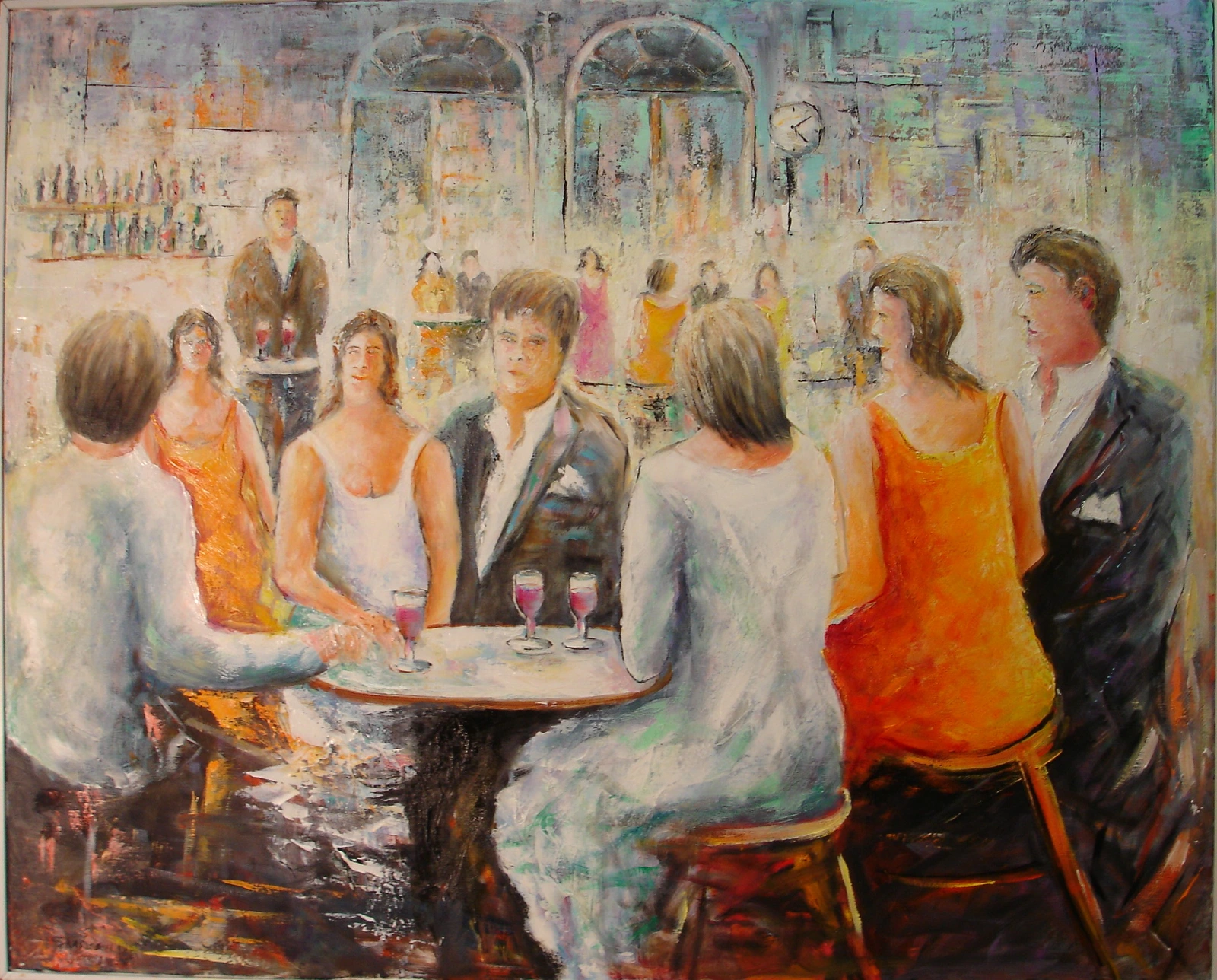Oljemålning Ett glas rött av Stig Karlsson