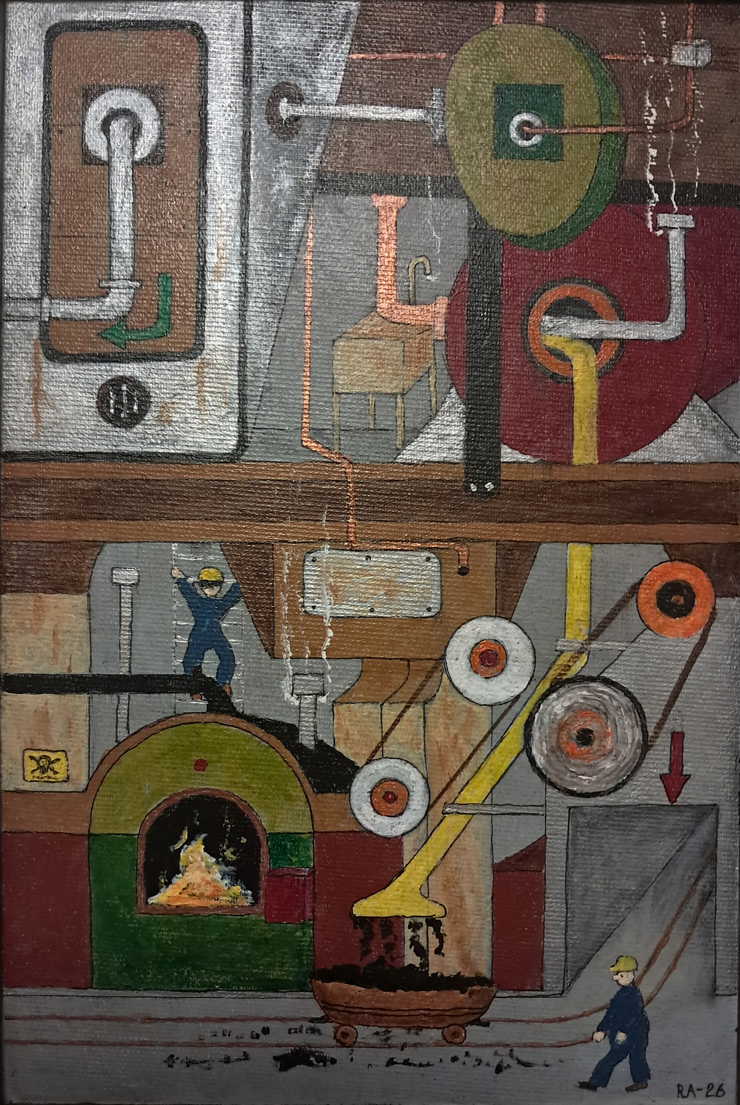 Akrylmålning "Fabriken" av Roland Adolfsson