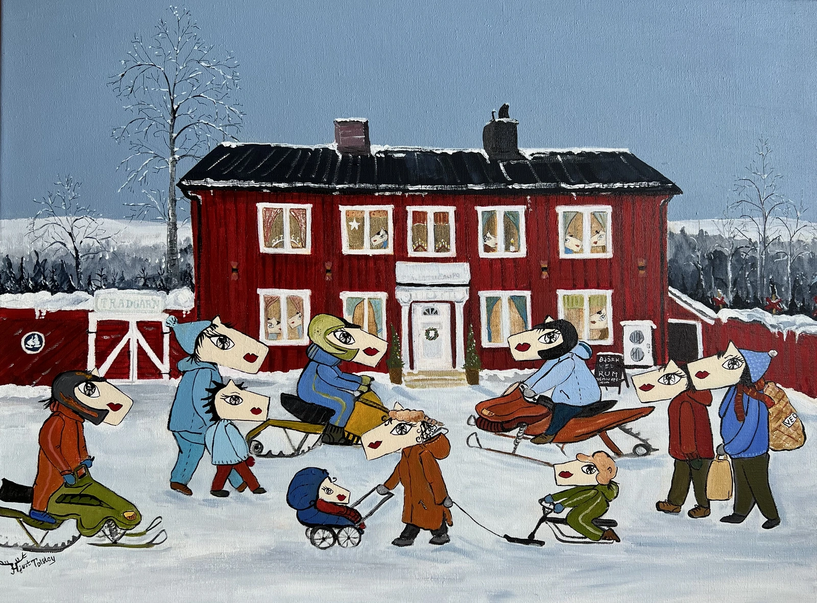 Akrylmålning En dag i Sälen av Catarina Hjort Tolstoy