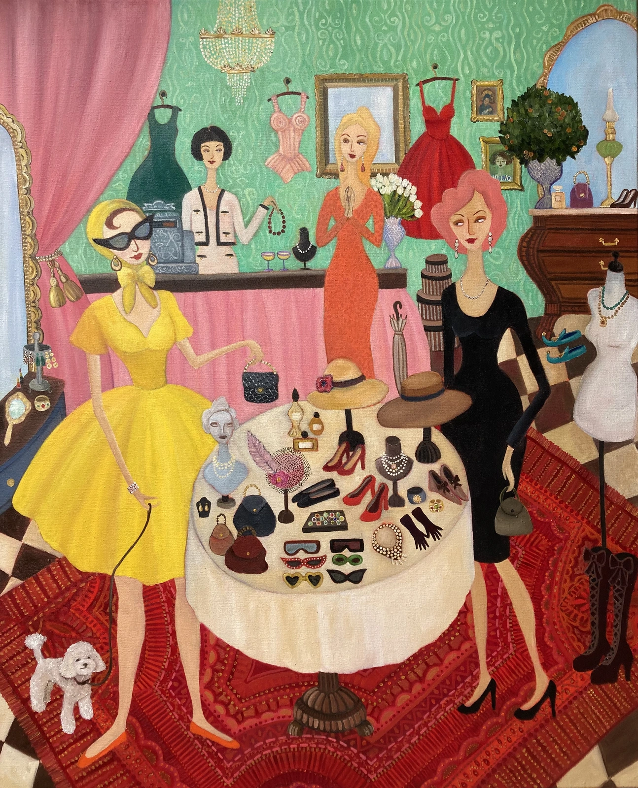 Oljemålning Vintageshopping av Weronika Hagerling