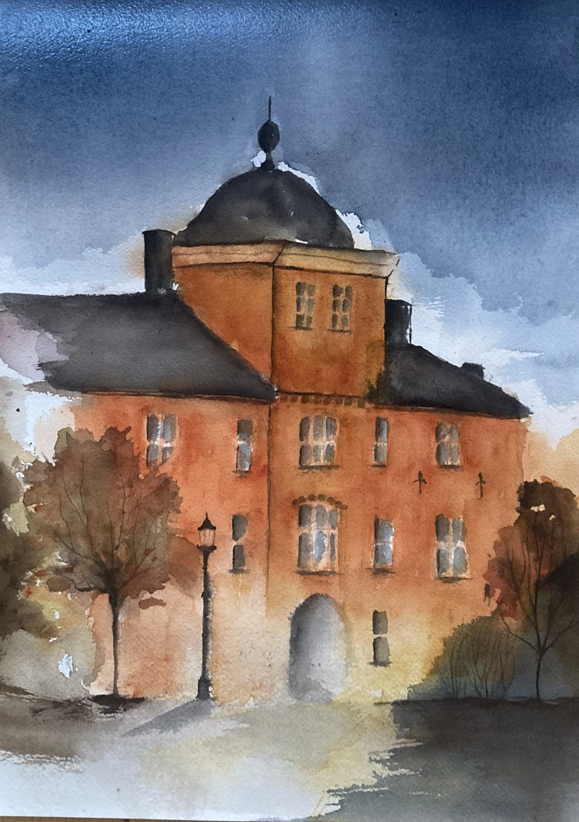 Akvarell DOMTRAPPHUSET (inramad) av Rose-Marie Lyckebrant-Lindqvist
