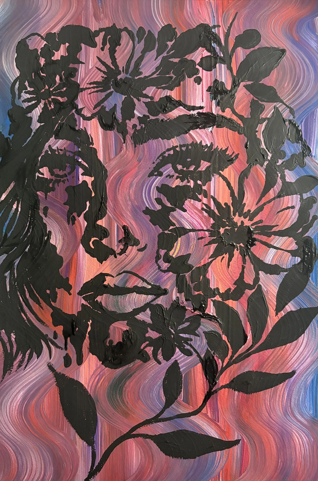 Akrylmålning Hon blommar i vågorna av Ann-Christin (Acmpainting) Martinsson