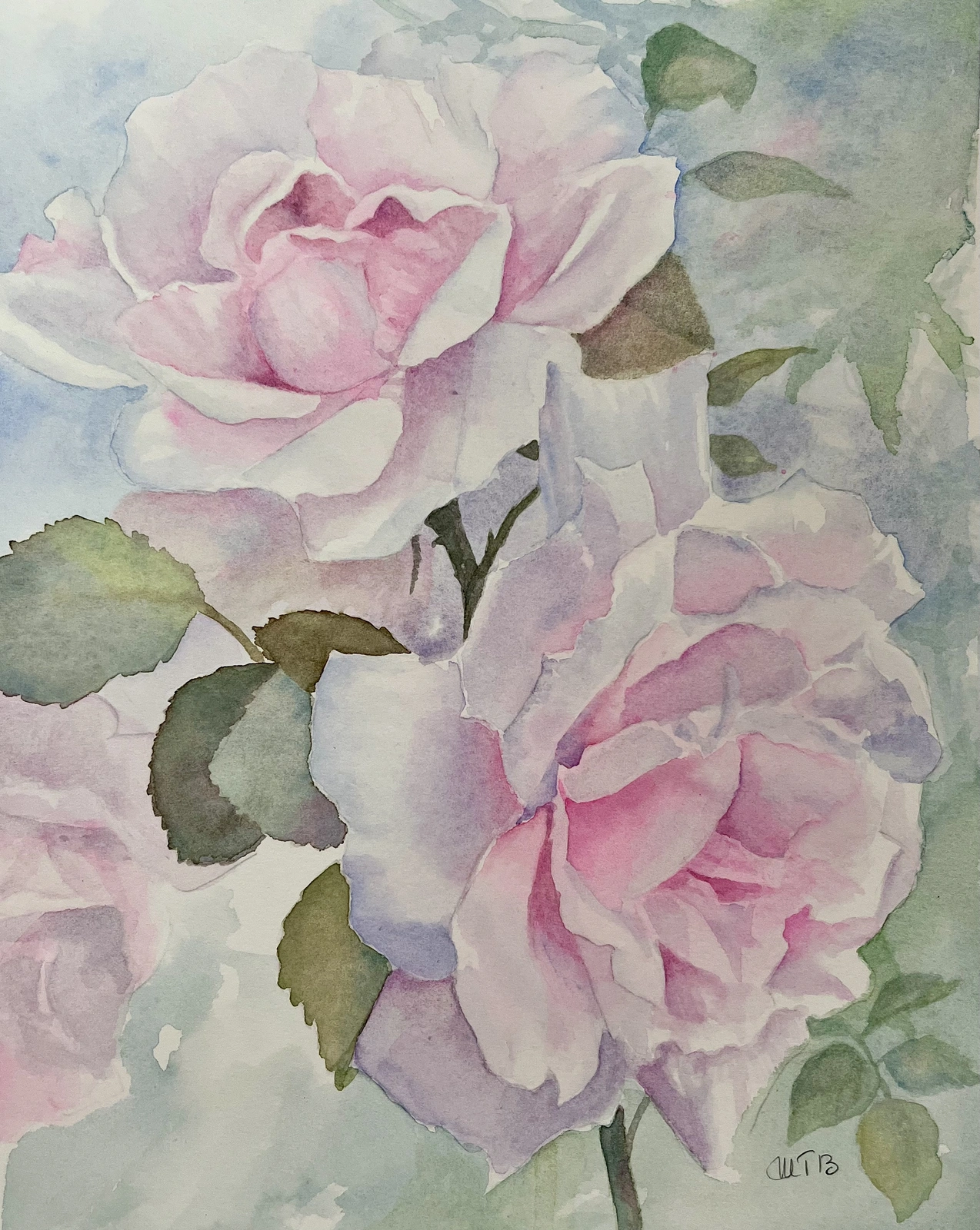Akvarell Rosa av Maud Thilén Bengtsson