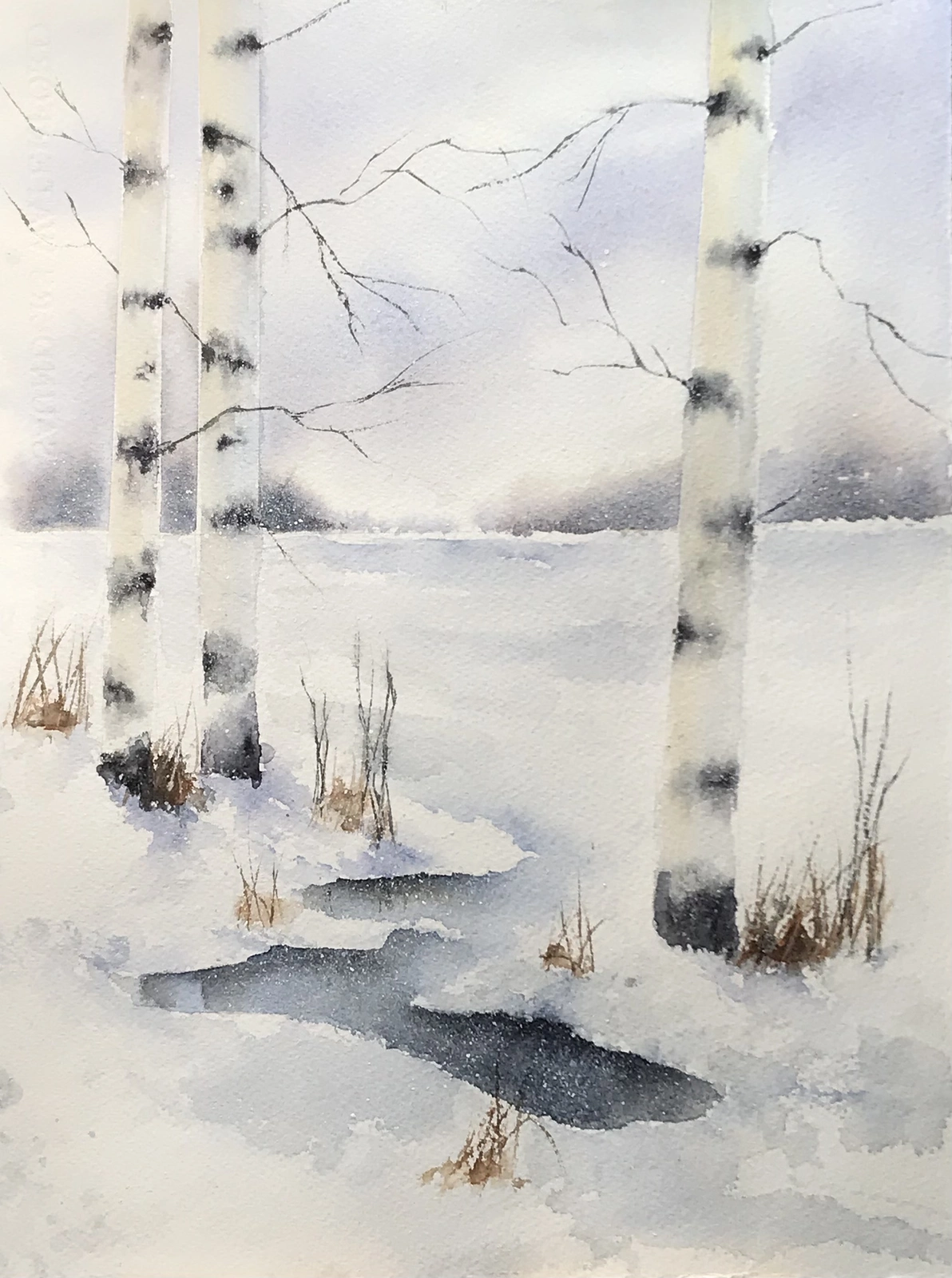 Akvarell Vinter av Margareta Snell