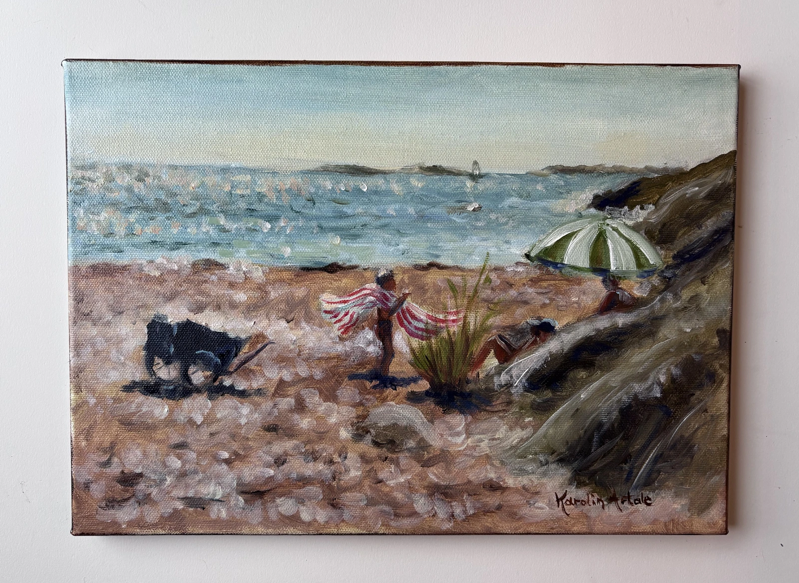 Oljemålning En dag på stranden av Karolin Artale