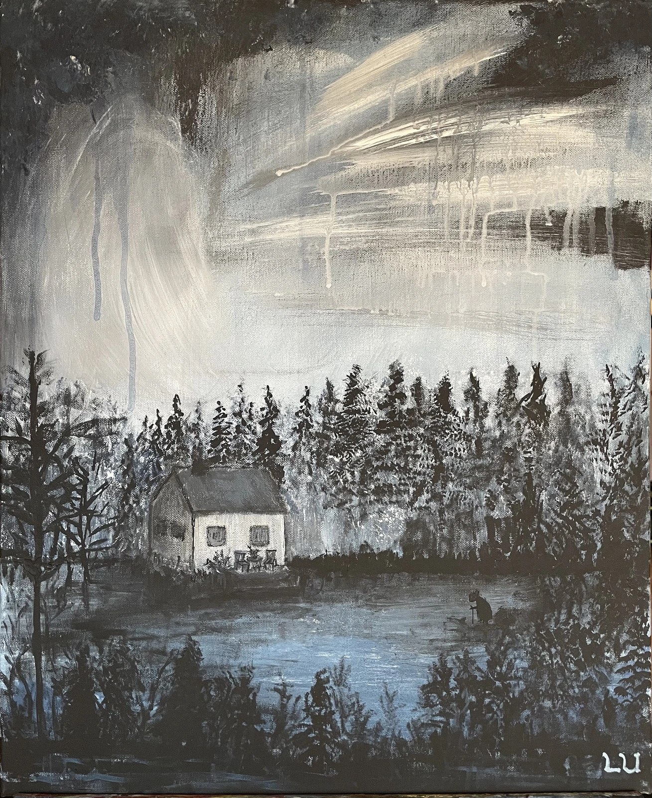 Akrylmålning Kuslig natt av Liselotte Uhlir