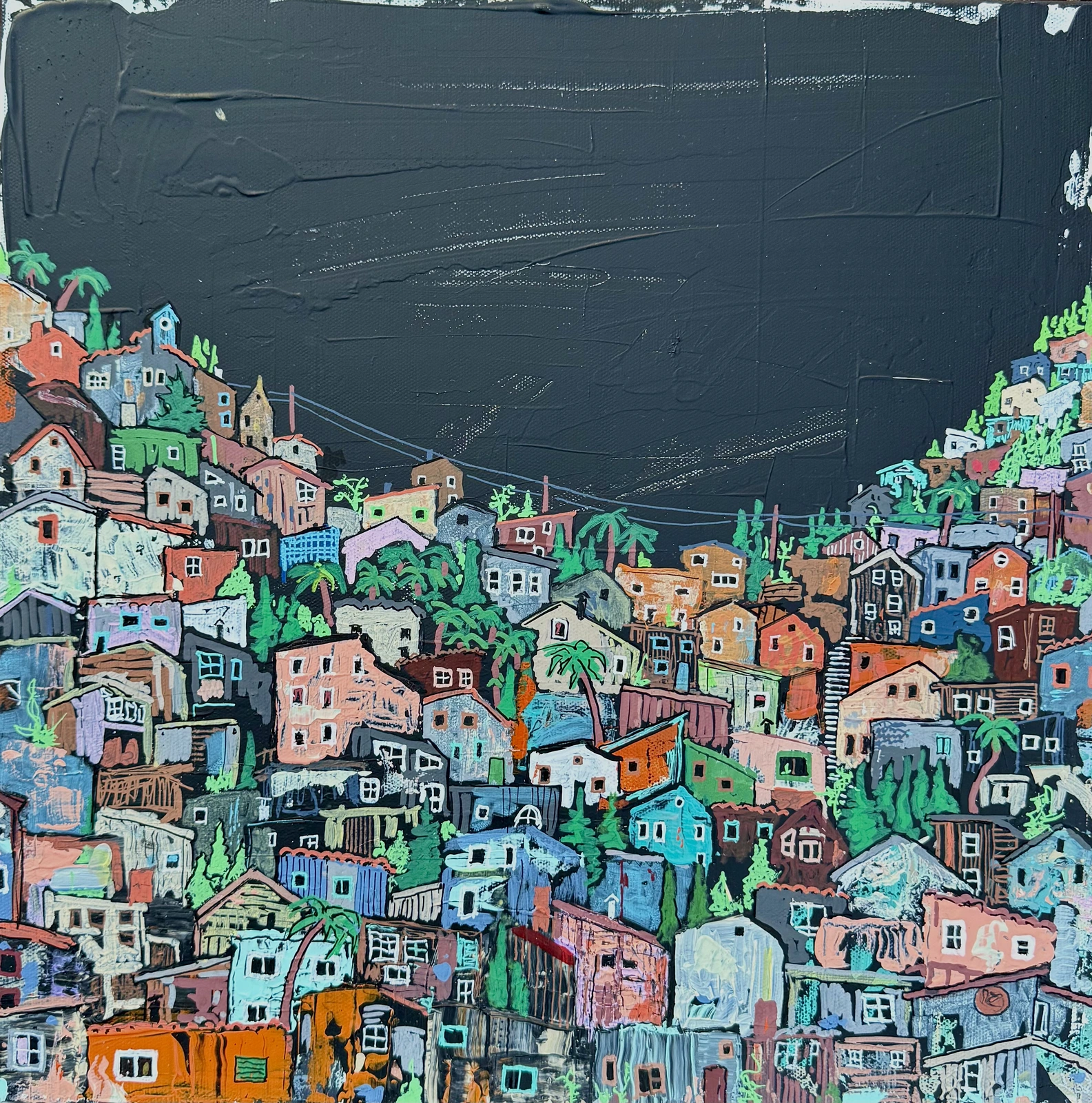 Akrylmålning Favela 2 av Mattias Åberg