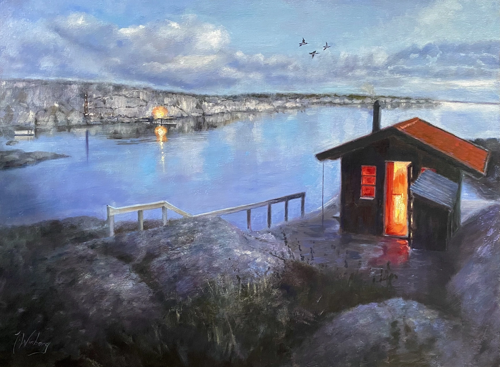 Oljemålning Bastun på Bullerön av Jörgen Winberg