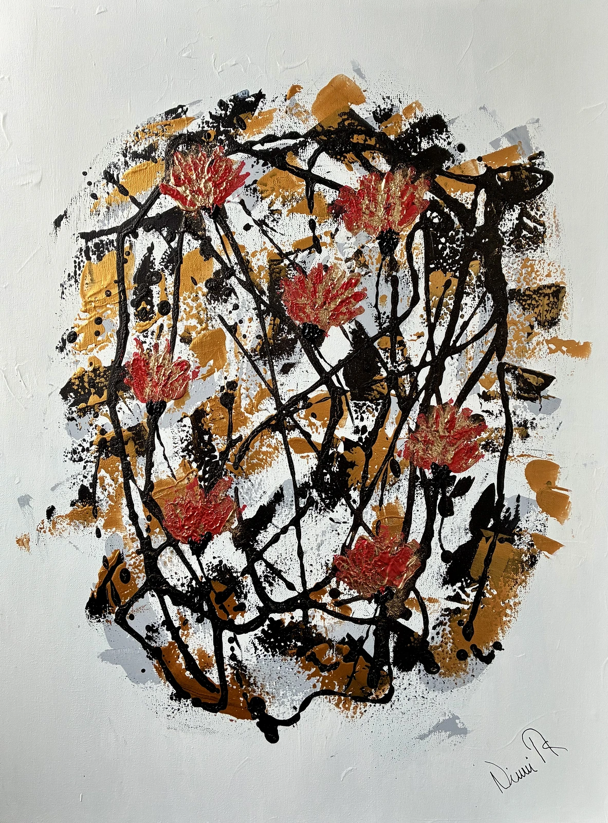 Akrylmålning Red Roses av Ninni Andersson