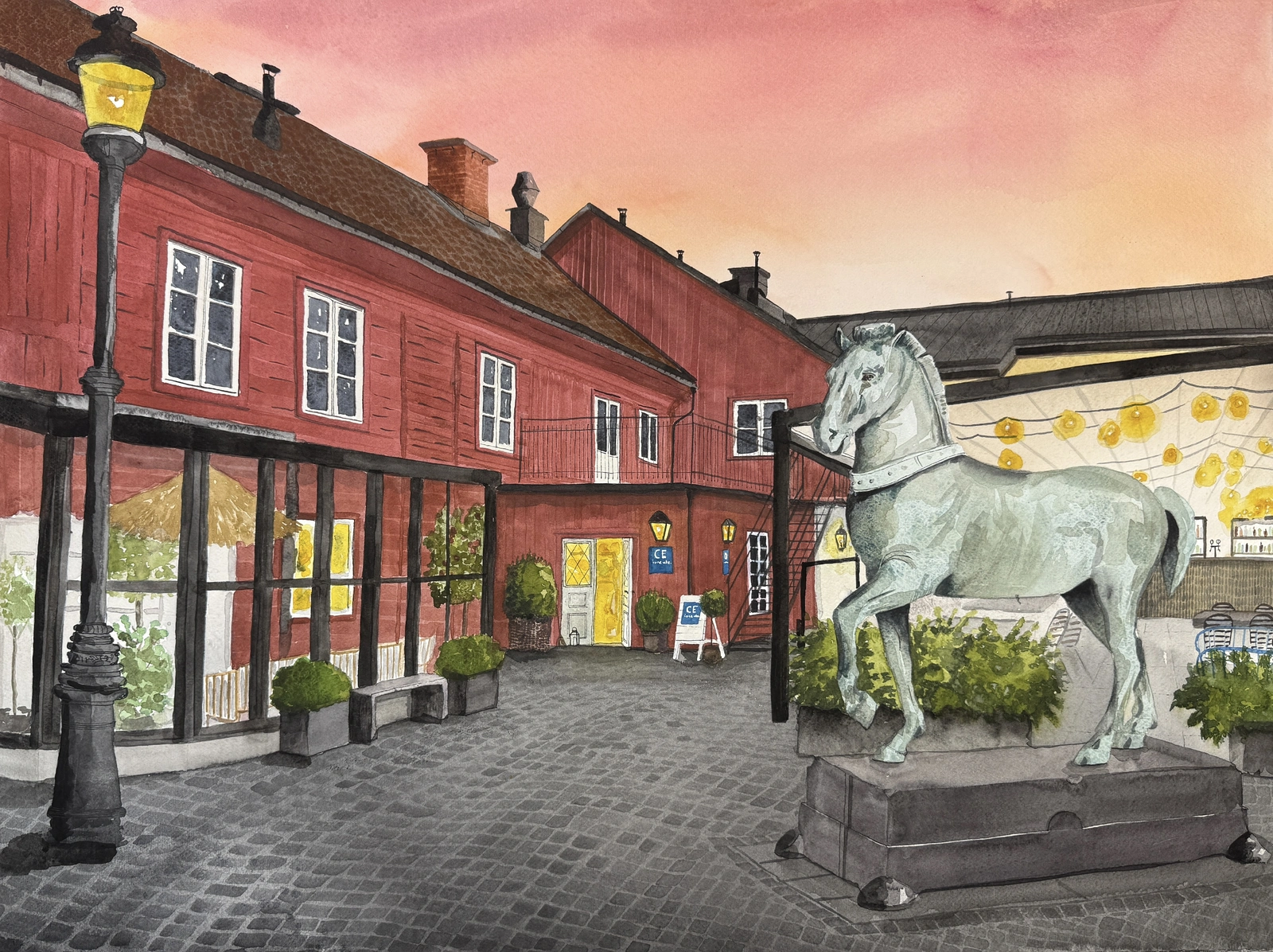 Akvarell Gamla fina Örebro av Ida Maier