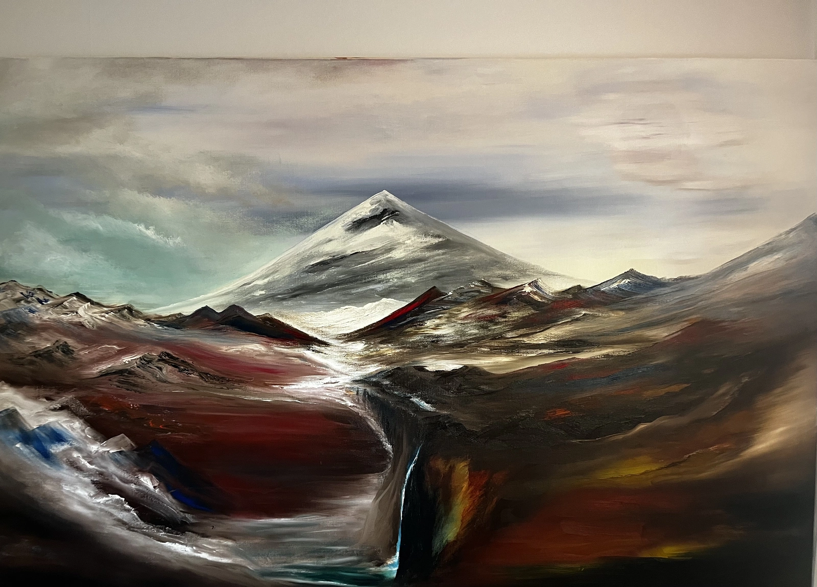 Oljemålning Årjep Rijvathjåkkå - The Mystery of the Mountain av Olof Chronvall