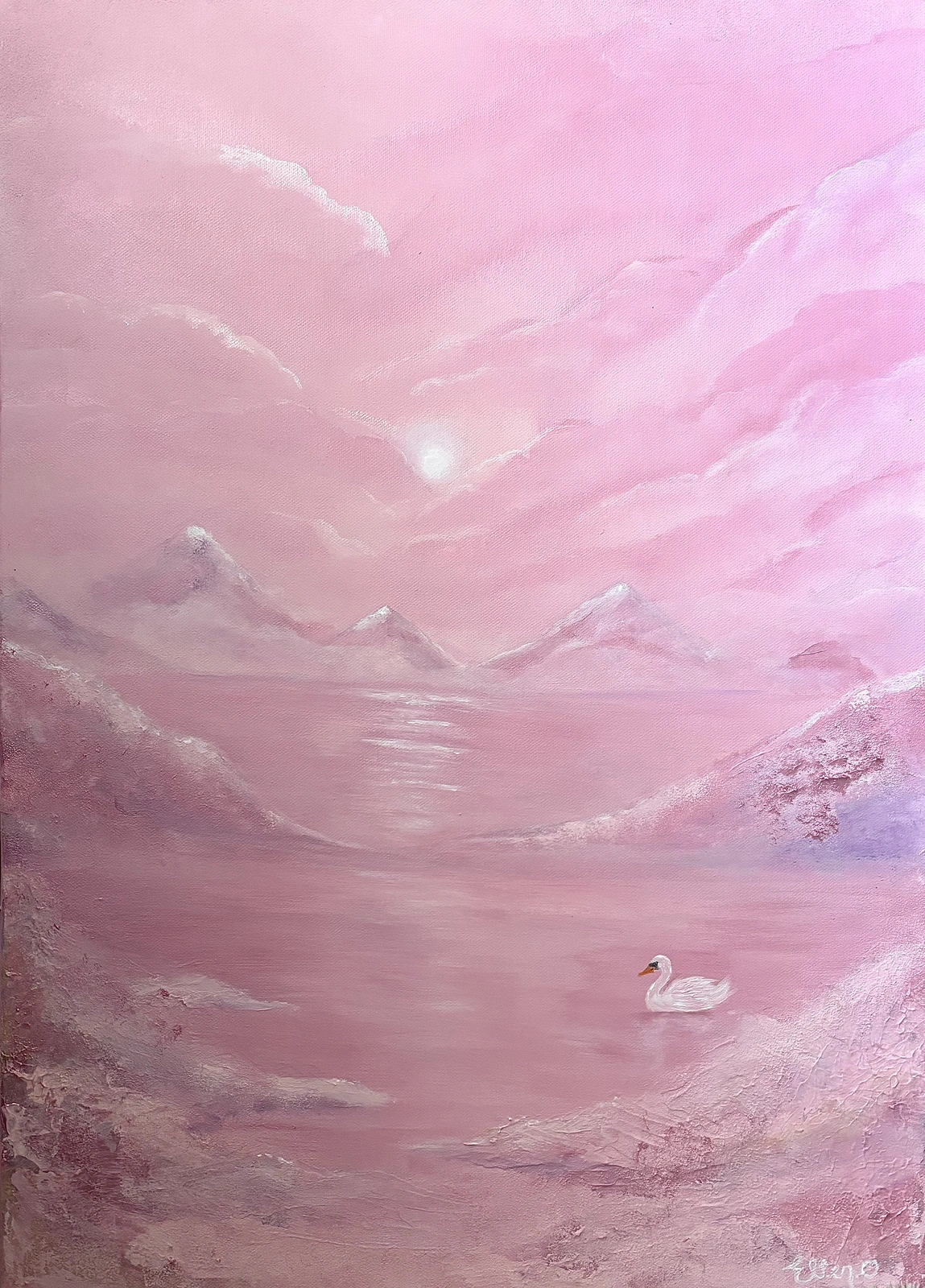 Akrylmålning Pink Calm av Ellen Olsson