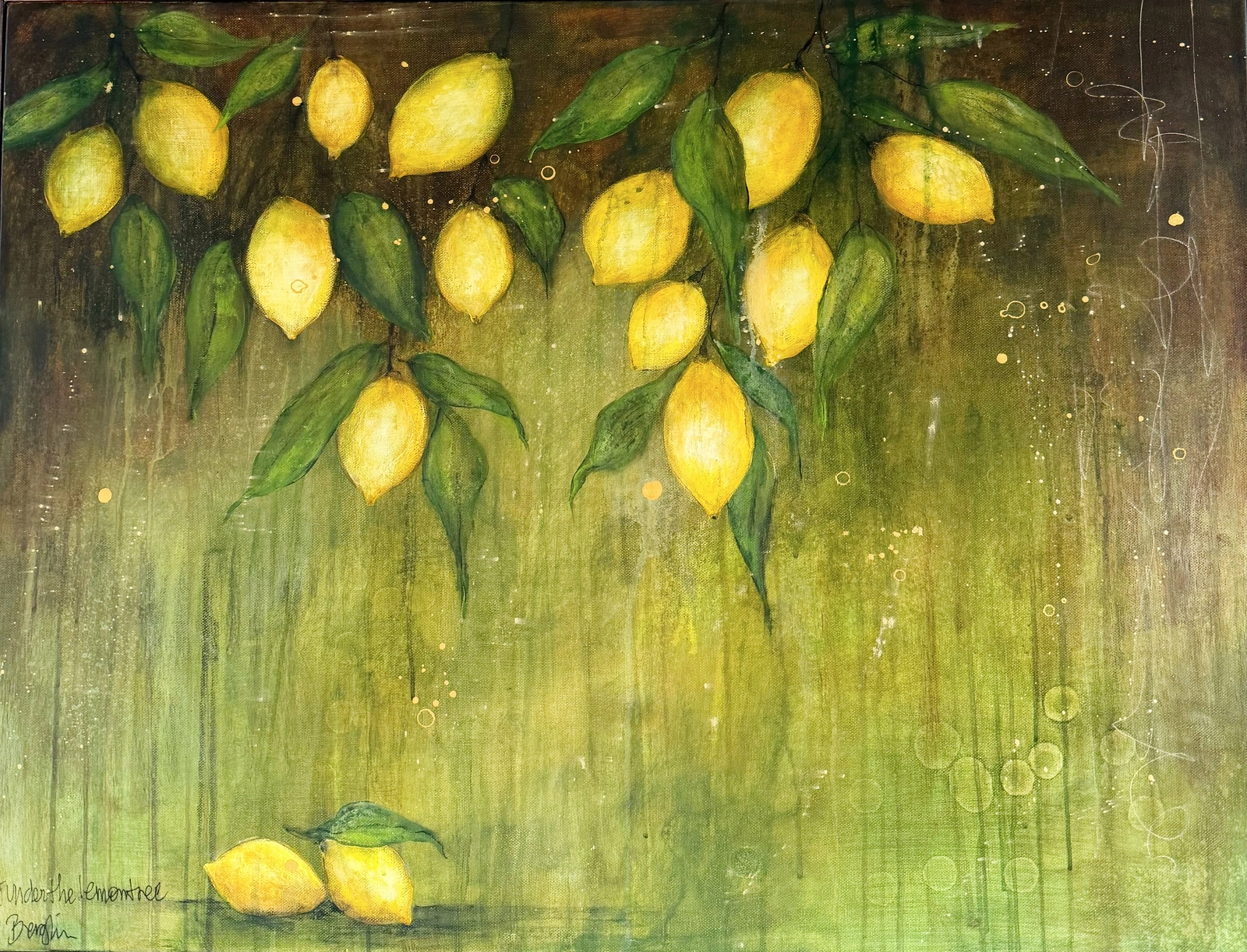 Akrylmålning Lemons av Monica Berglin